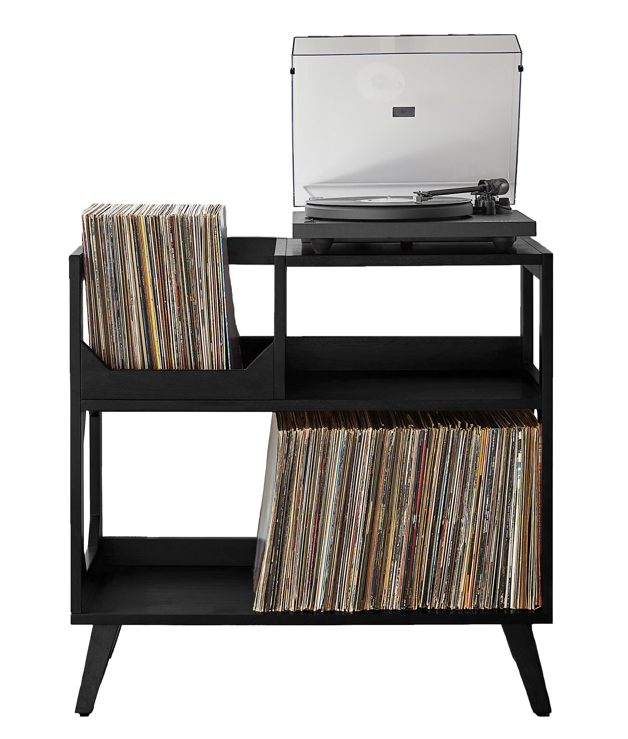 Asheville Medium Record Player Stand With Vinyl Storage Black