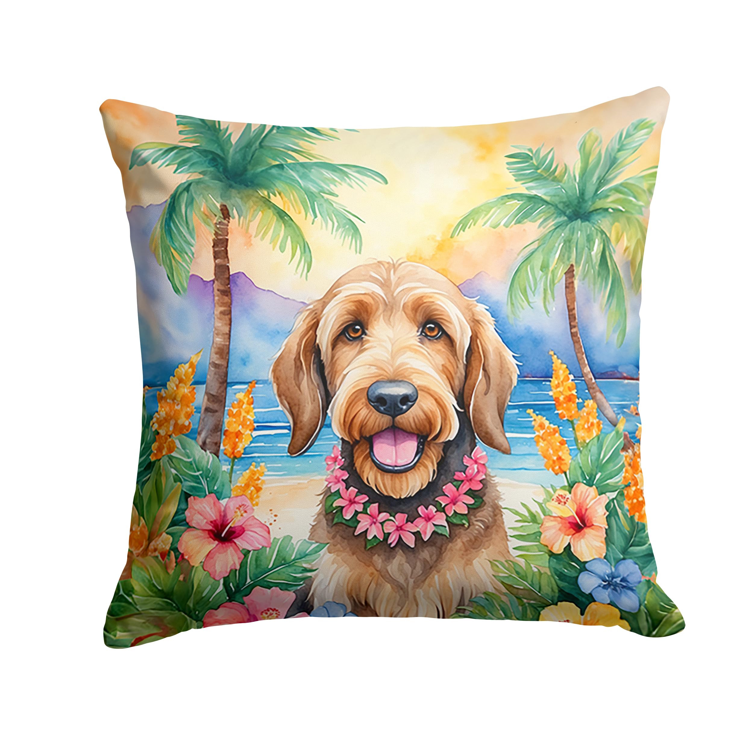 Carolines Treasures Luau Party Decorative Throw Pillow, 18Hx18W, Otterhound 6485
