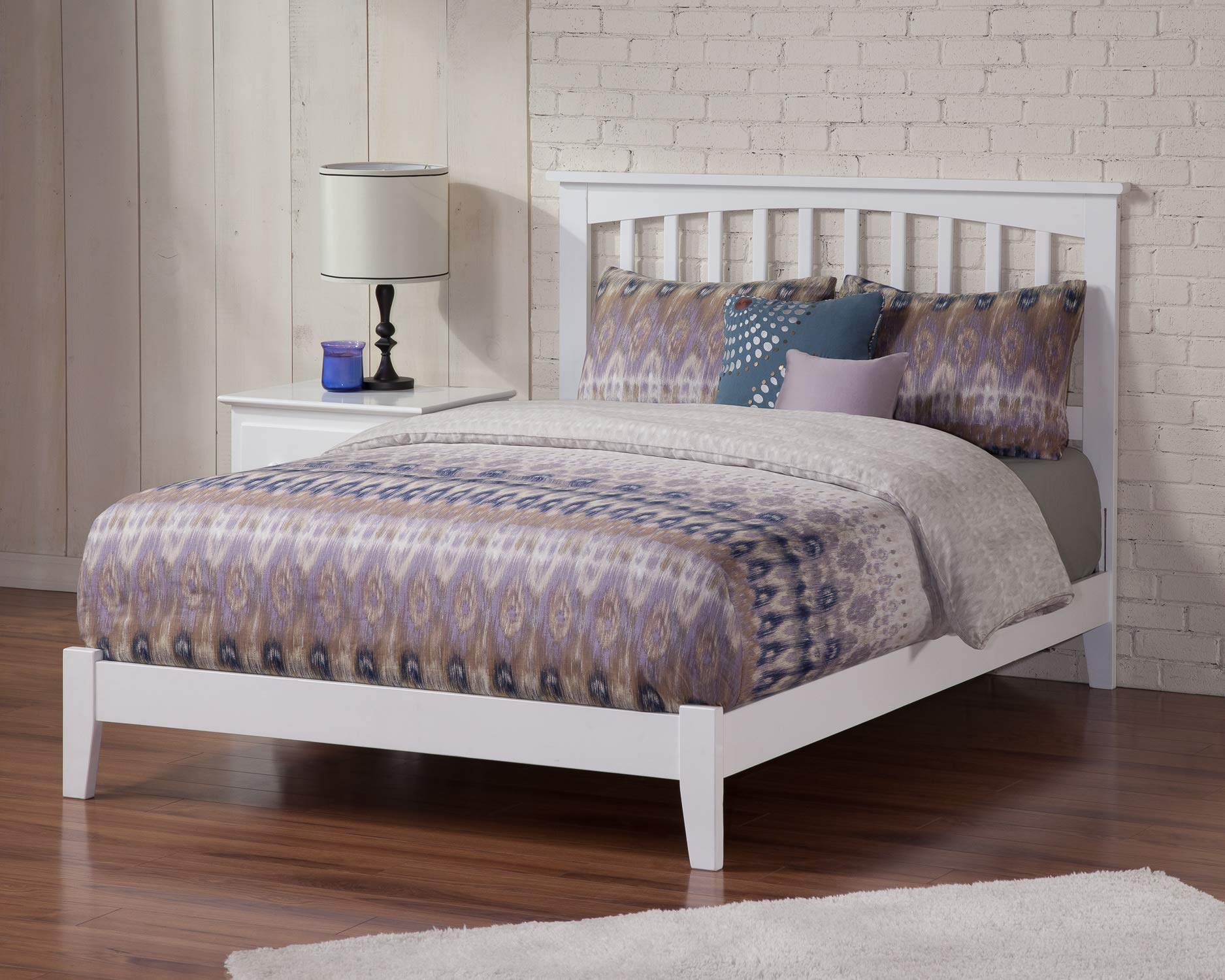 Mission Full Low Profile Solid Wood Platform Bed Frame in White