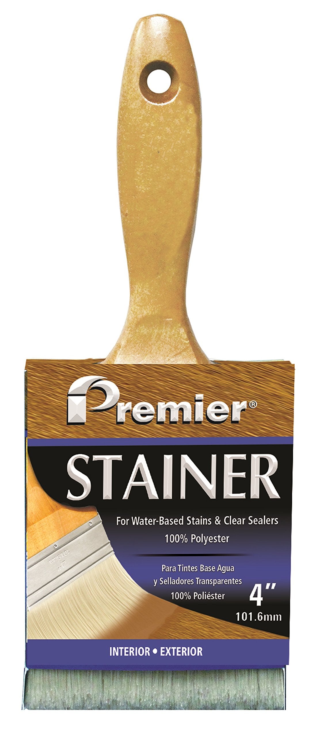 Premier 4 X 7/8 Stain Brush, Deluxe Polyester With Varnished Wood Handle, P600-40