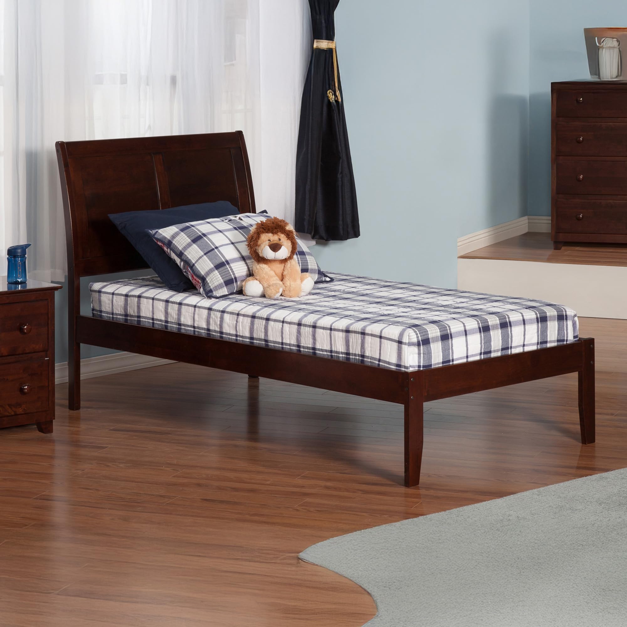AFI Portland Twin Size Platform Bed with Charging Station in Walnut