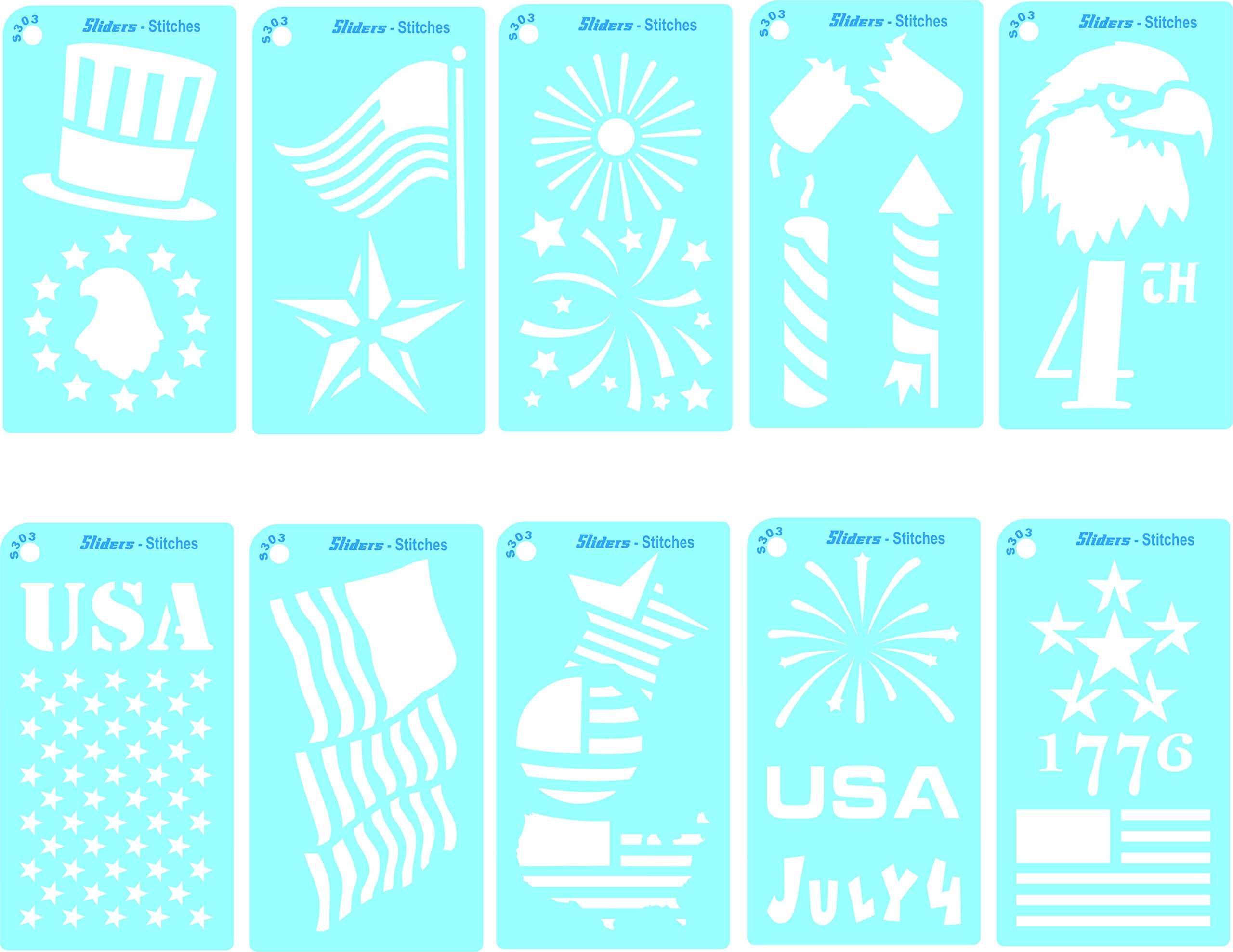 Pack of ten Patriotic Stencils