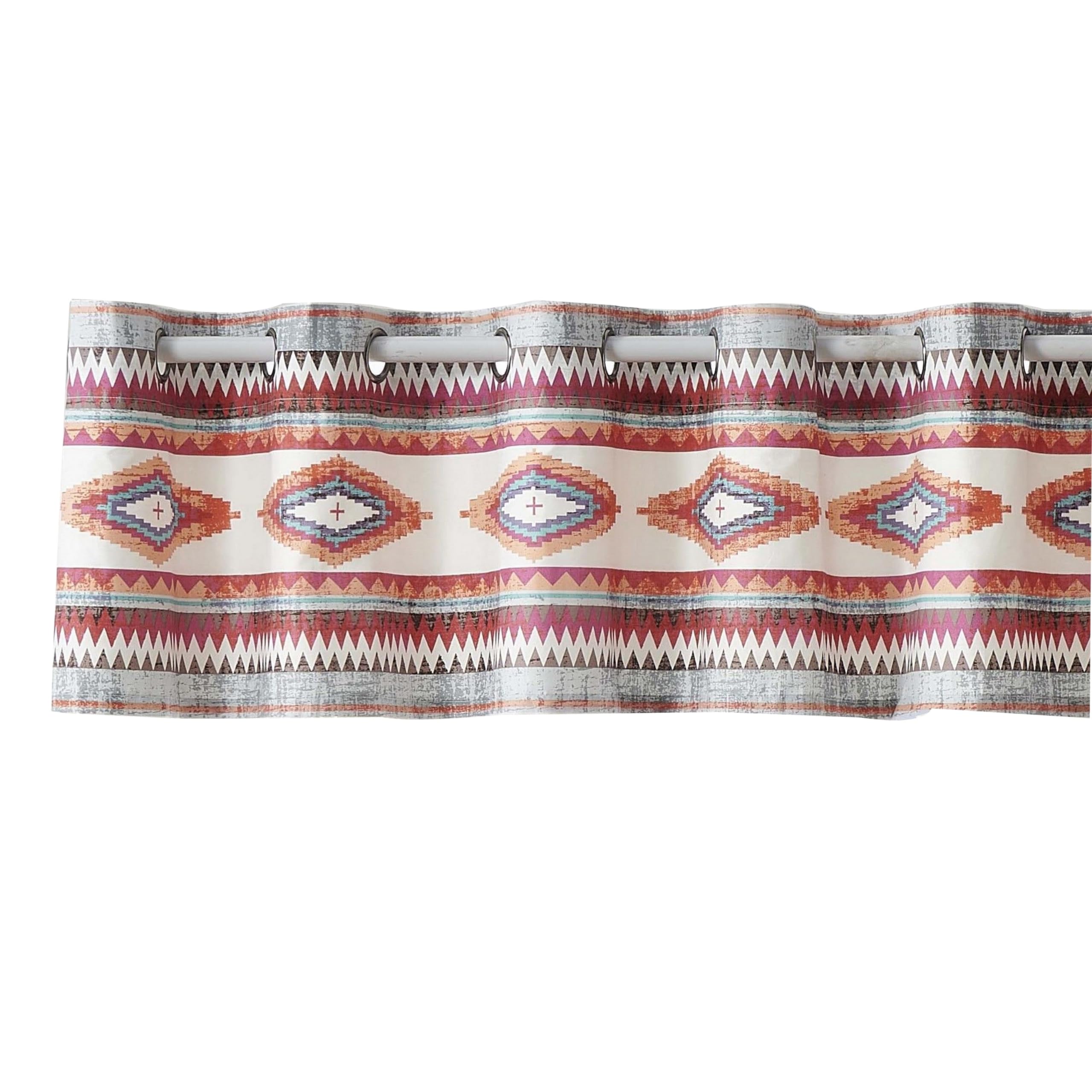Pimi 16 x 84 Window Valance, Metallic Grommet, Southwest Print, Bronze