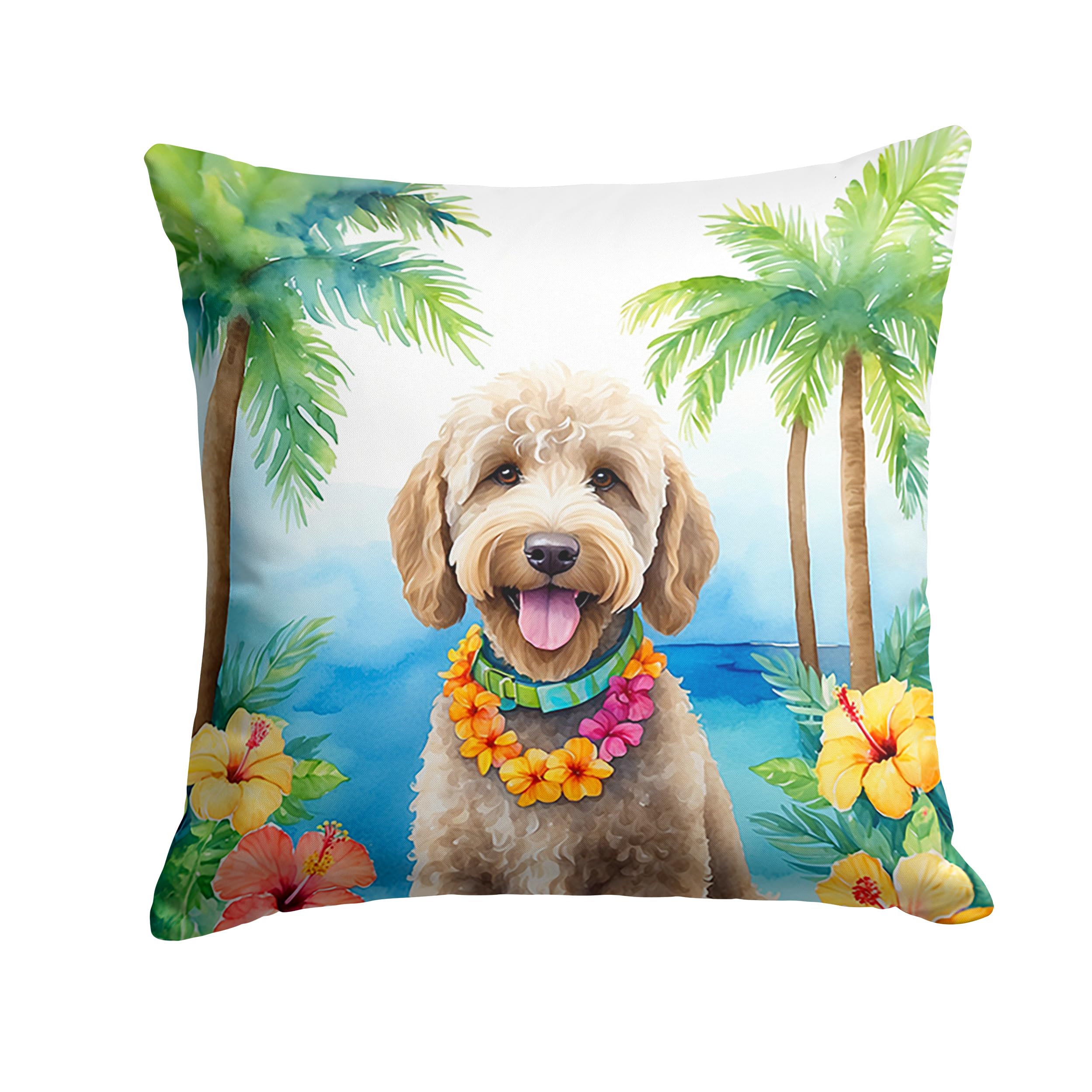 Carolines Treasures Luau Party Decorative Throw Pillow, 18Hx18W, Labradoodle 6463