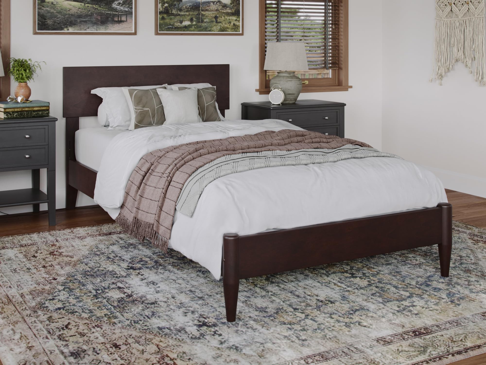 Aria Twin XL Solid Wood Modern Low Profile Platform Bed in Espresso