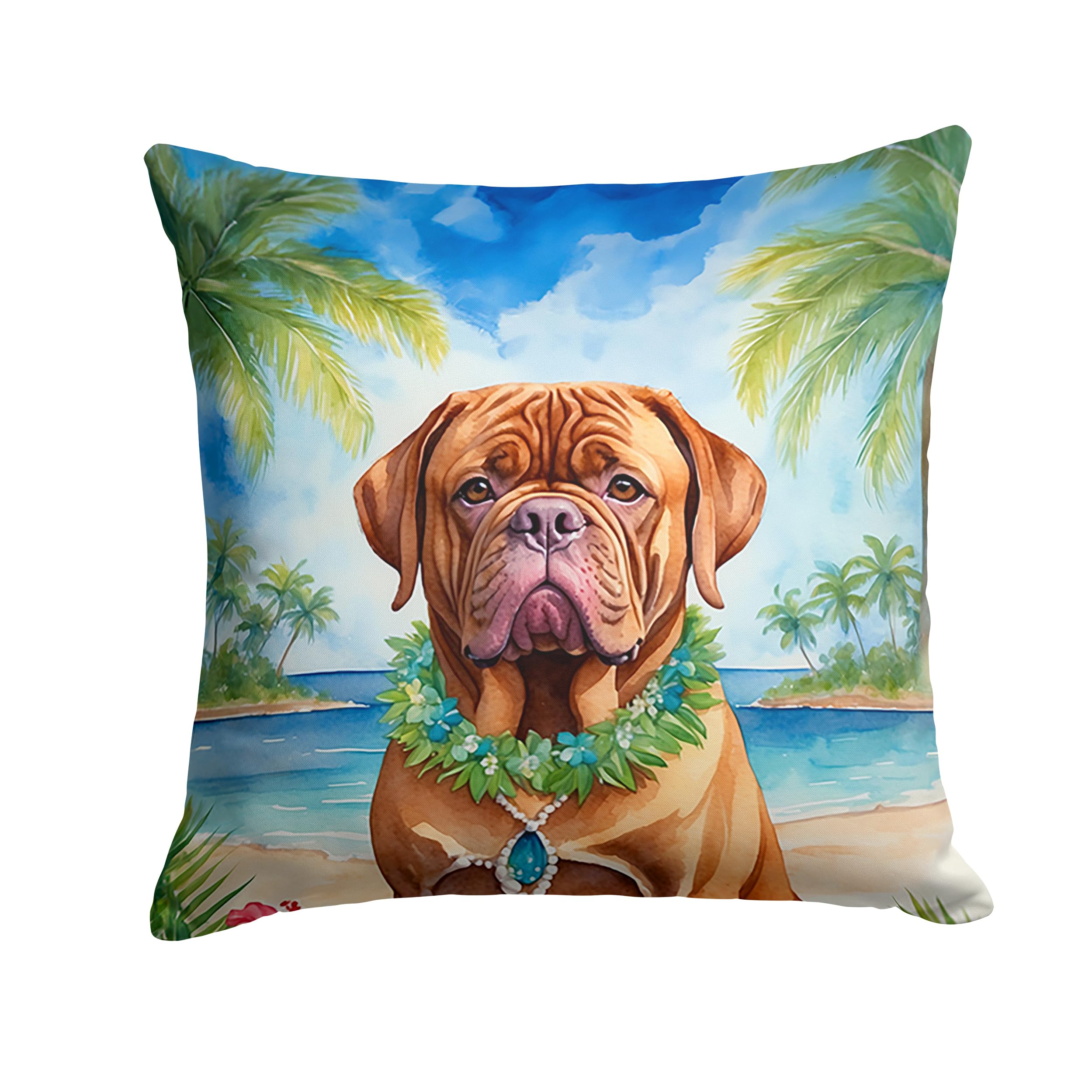 Carolines Treasures Luau Party Decorative Throw Pillow, 18Hx18W, Dogue de Bordeaux 6423