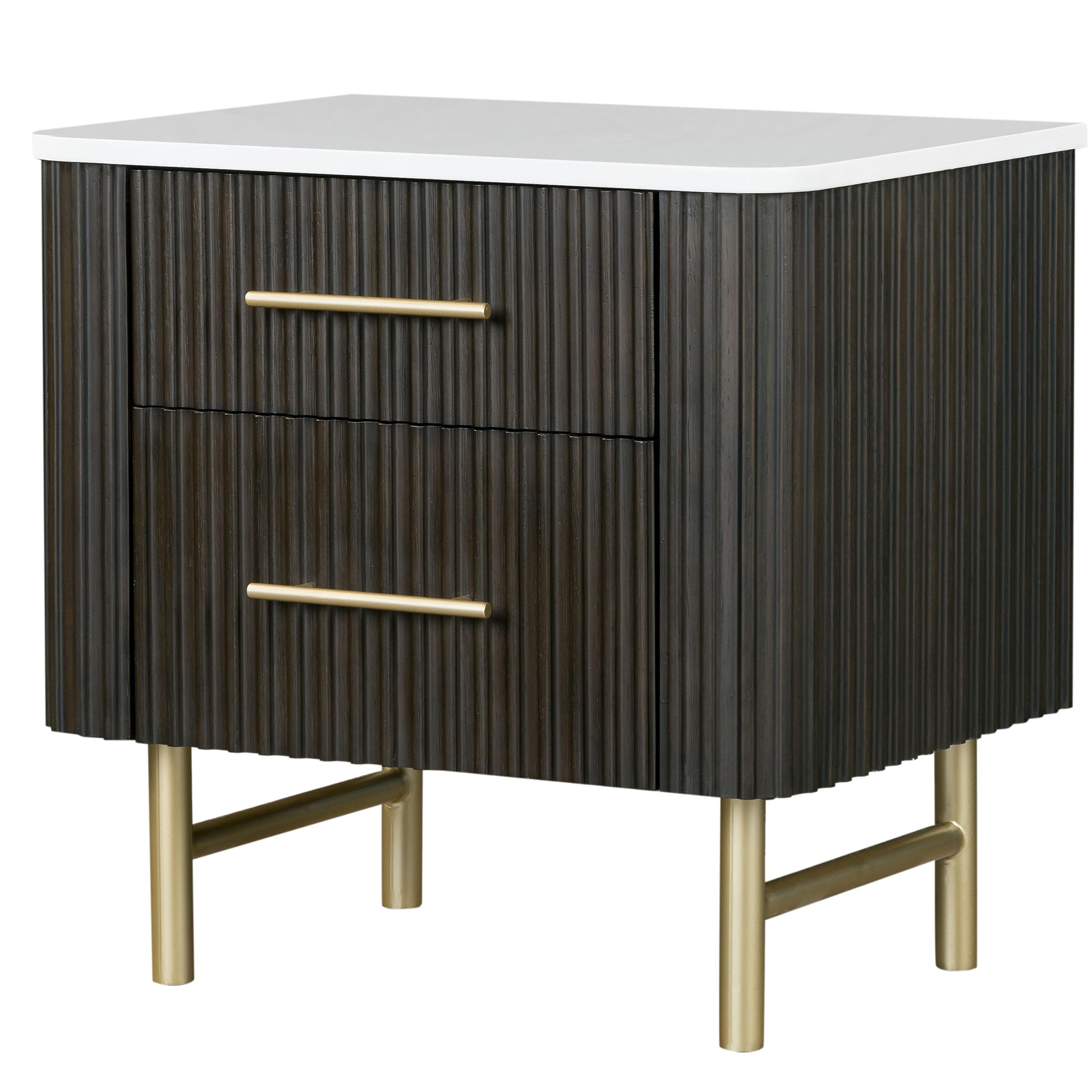 ACME Clayten Nightstand w/Marble Top, Engineering Marble Top & Espresso