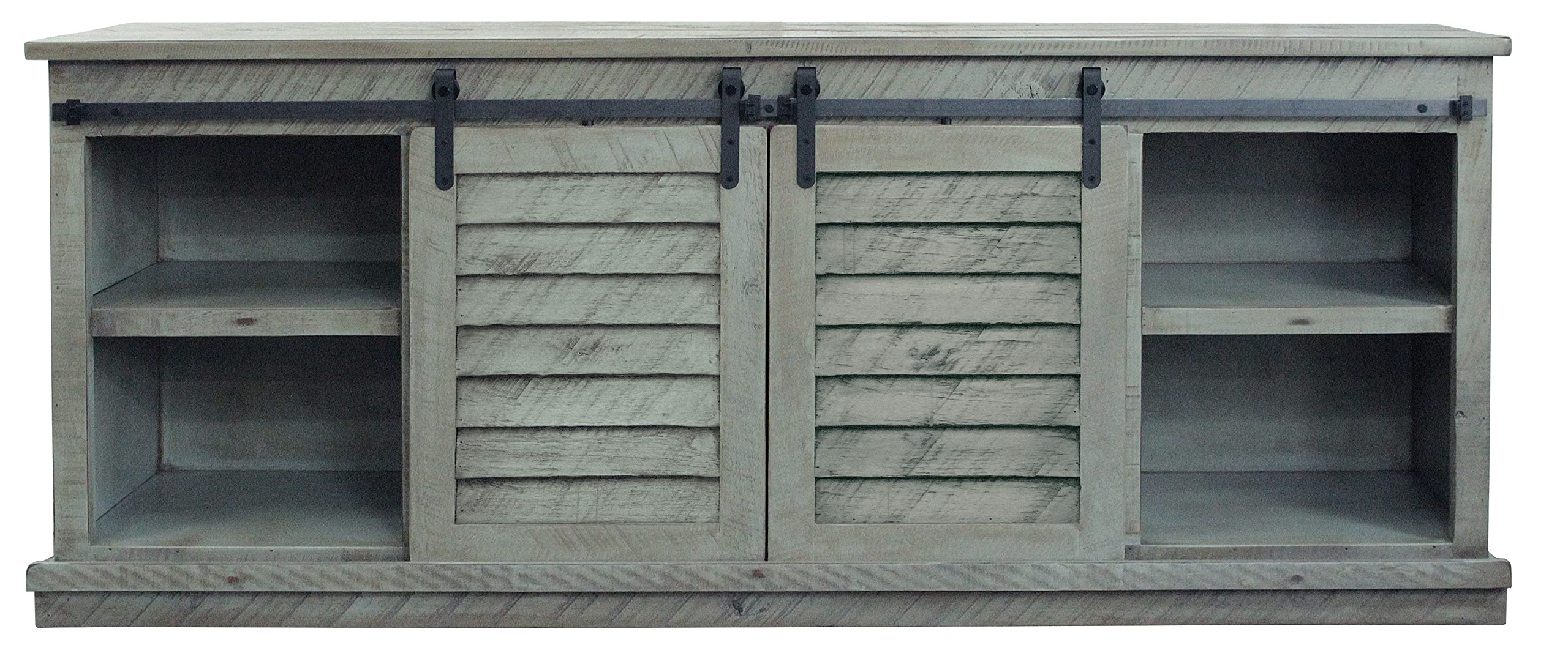 Rustic 82 Provincial Shutter TV Stand in Rustic Light Blue