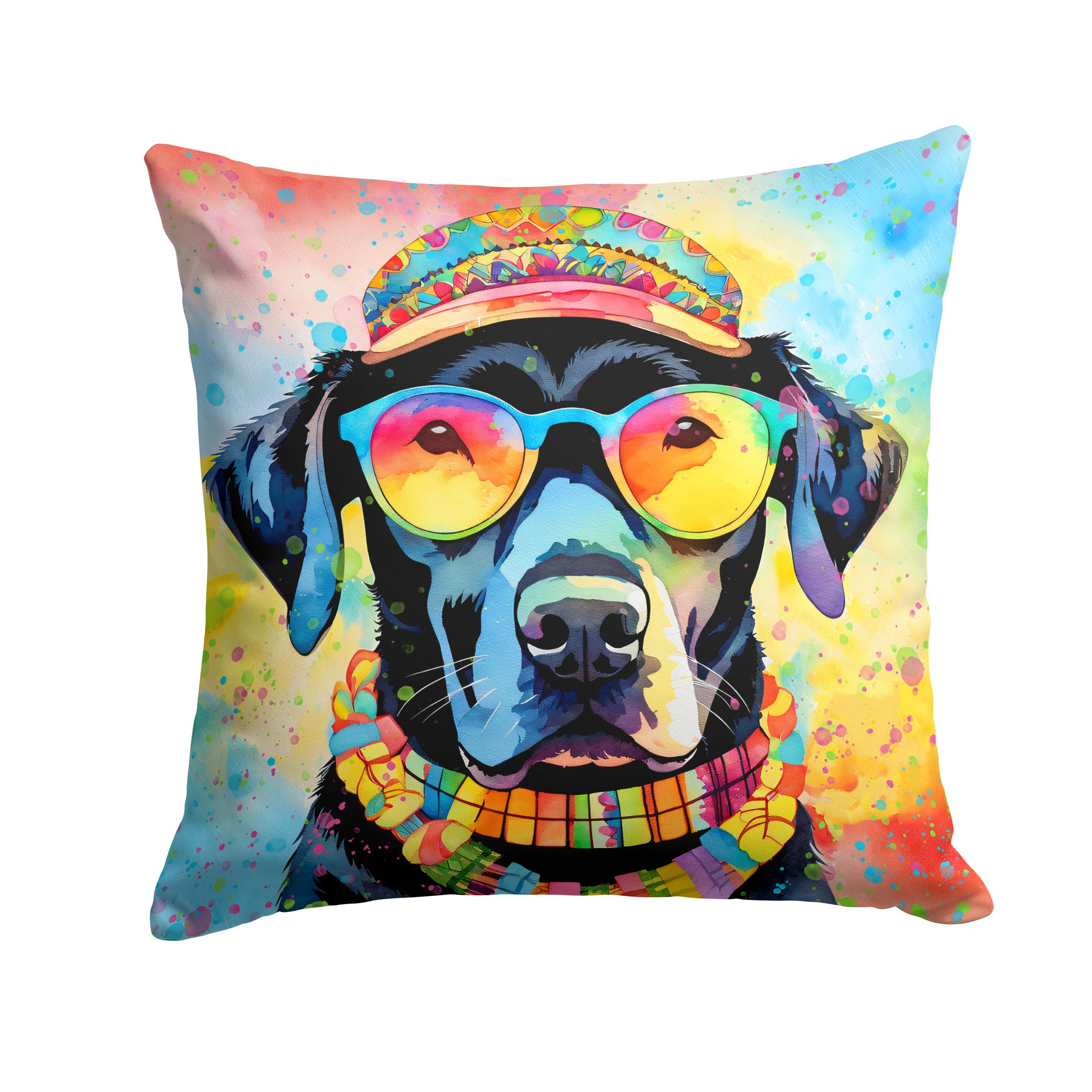 Black Labrador Hippie Dawg Throw Pillow