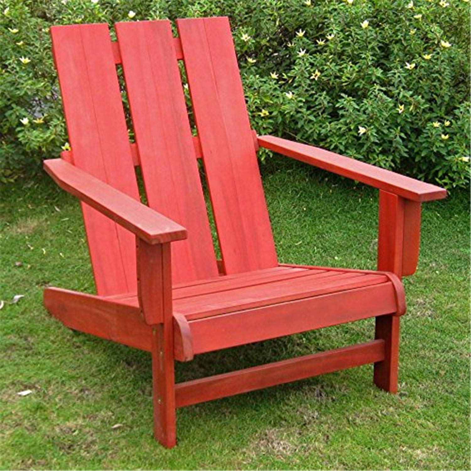 Royal Fiji Acacia Large Square Back Adirondack Chair with Antique Hand Scraped Finish - Barn Red