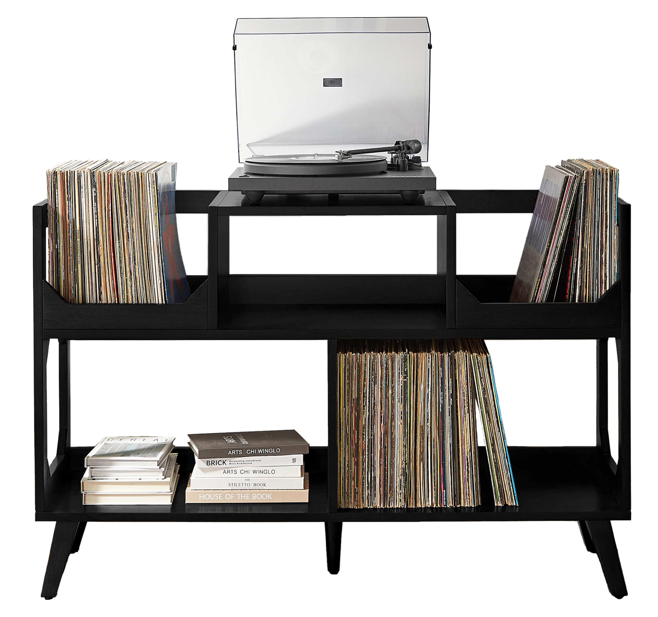 Asheville Large Record Player Stand With Vinyl Storage Black