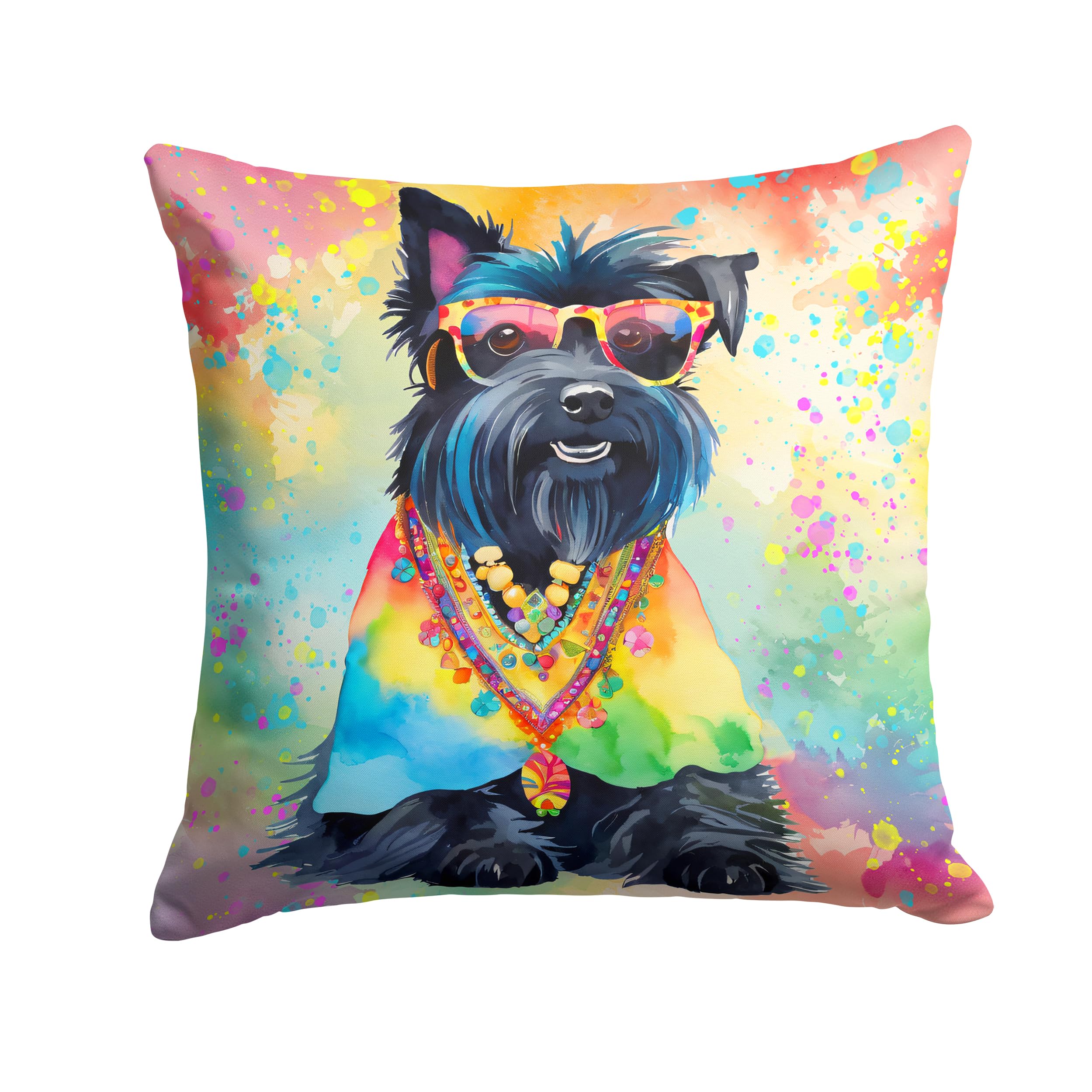 Scottish Terrier Hippie Dawg Throw Pillow