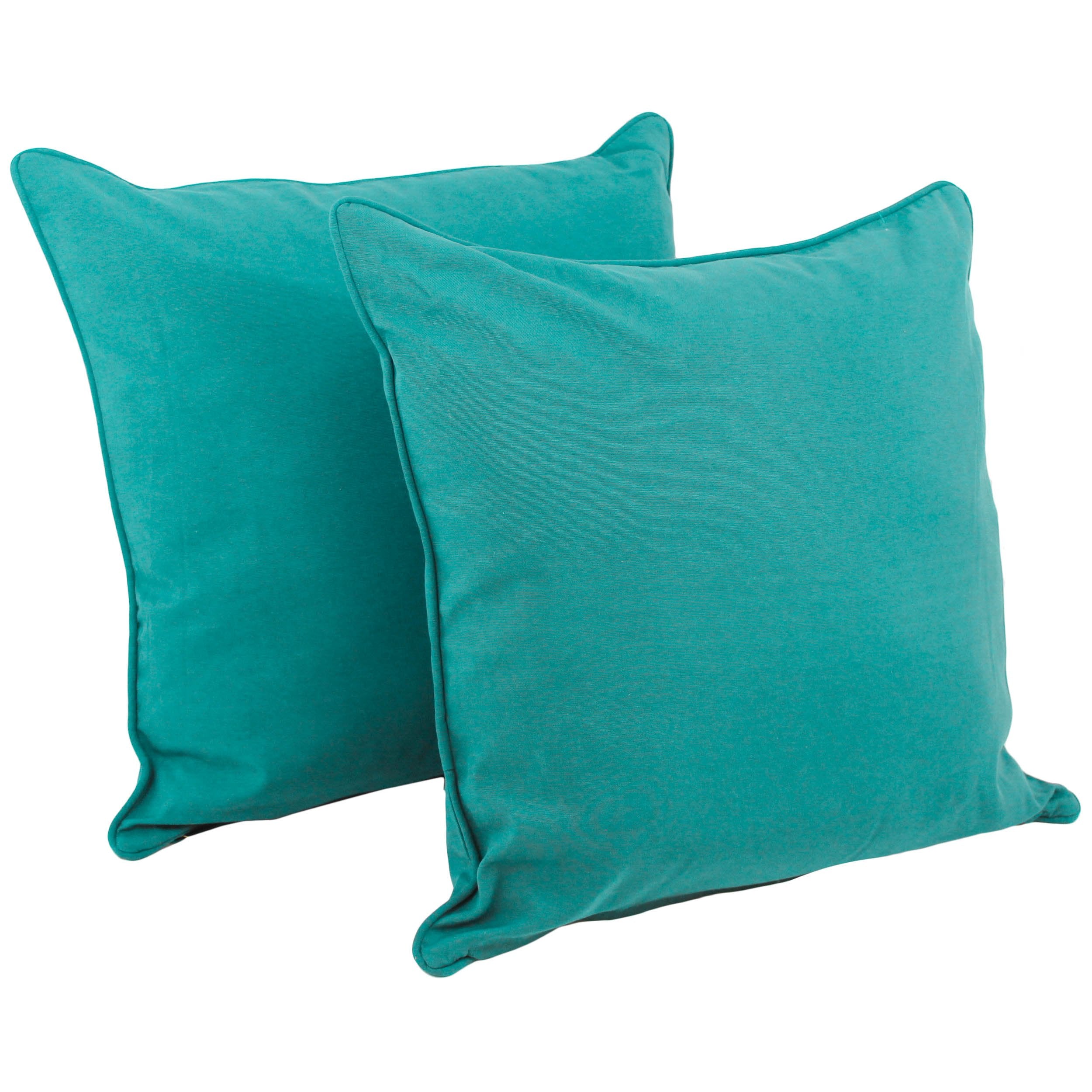 25-inch Double-corded Solid Twill Square Floor Pillows with Inserts (Set of 2) - Aqua Blue
