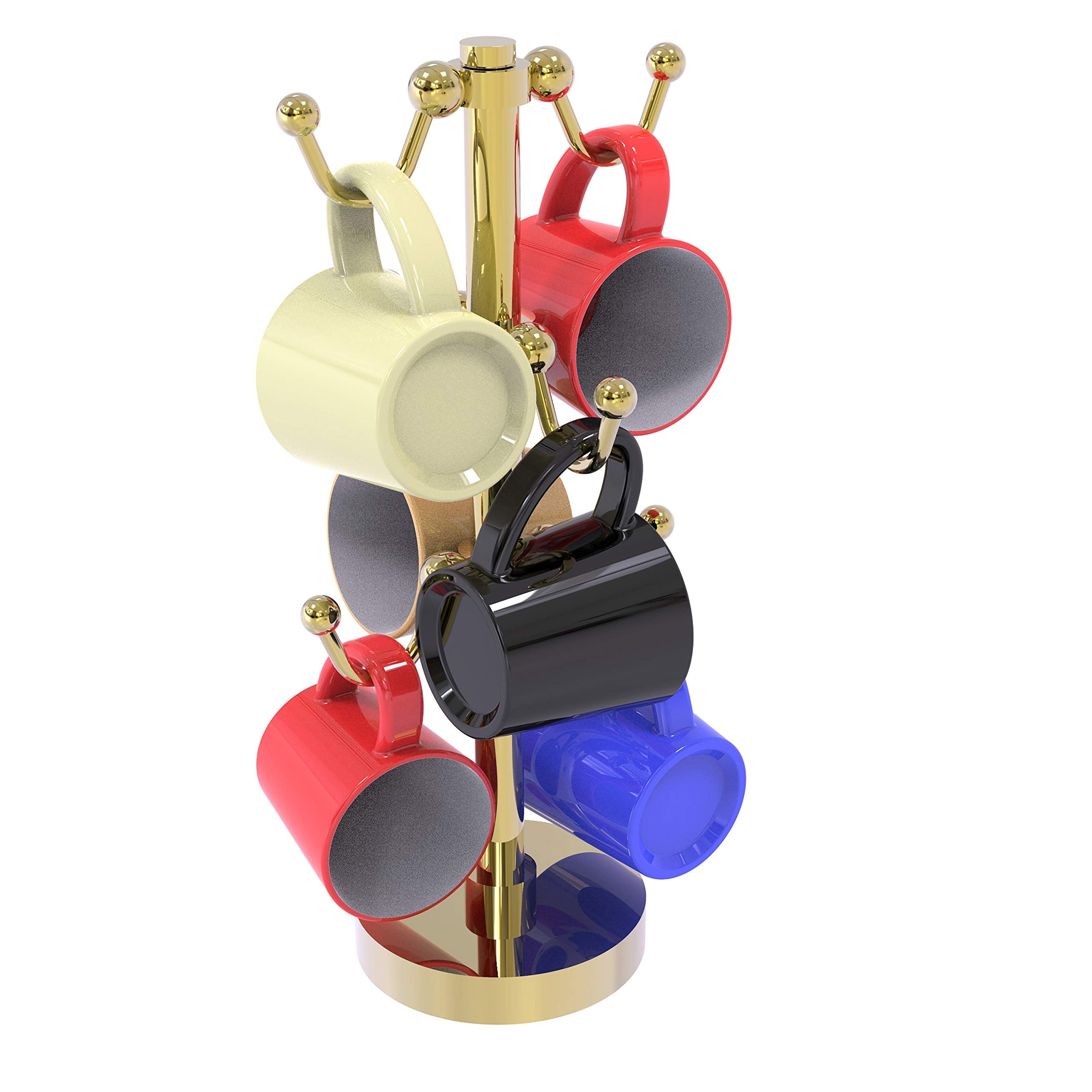 Countertop 6 Coffee Mug Holder - Unlacquered Brass