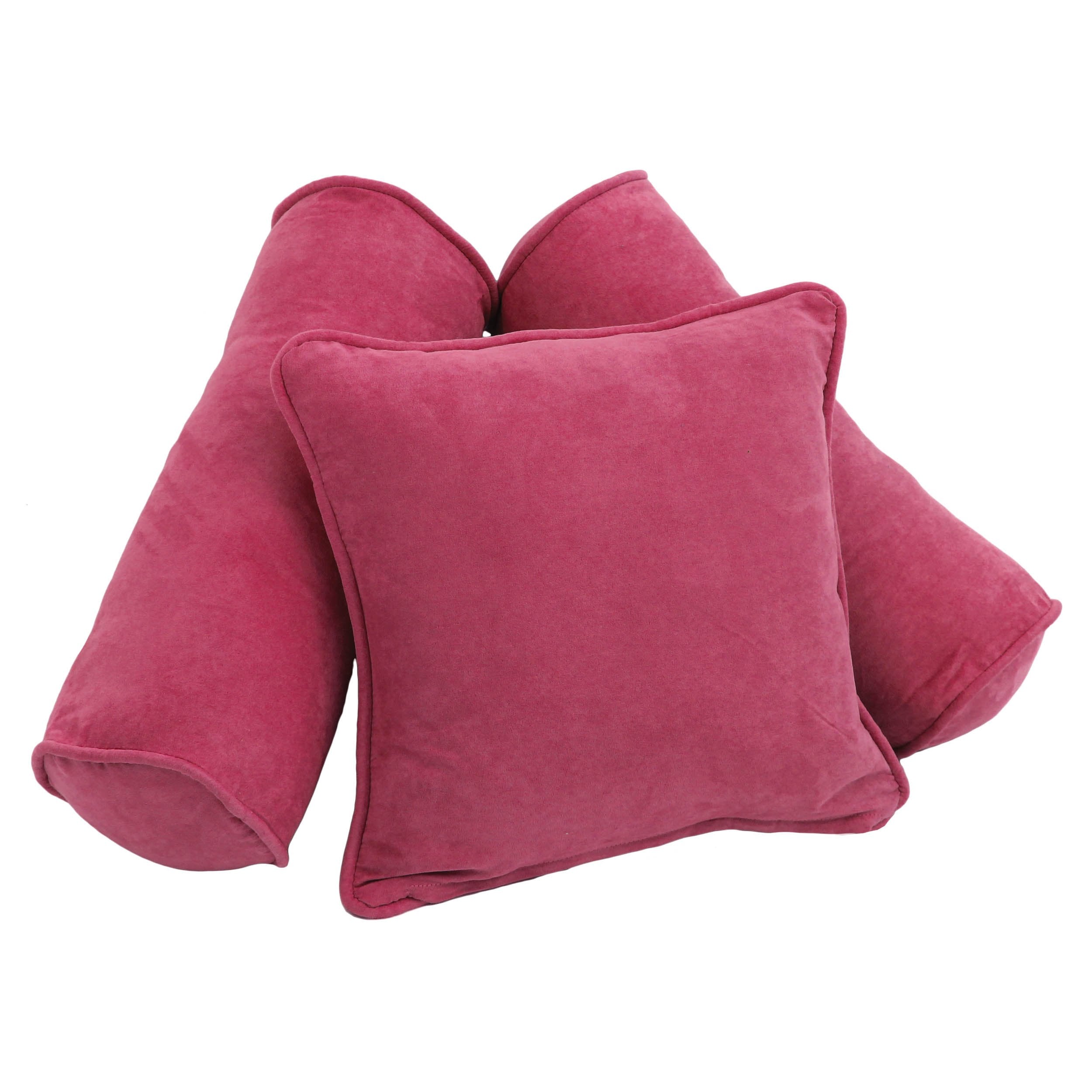 Double-corded Solid Microsuede Throw Pillows with Inserts (Set of 3) - Bery Berry
