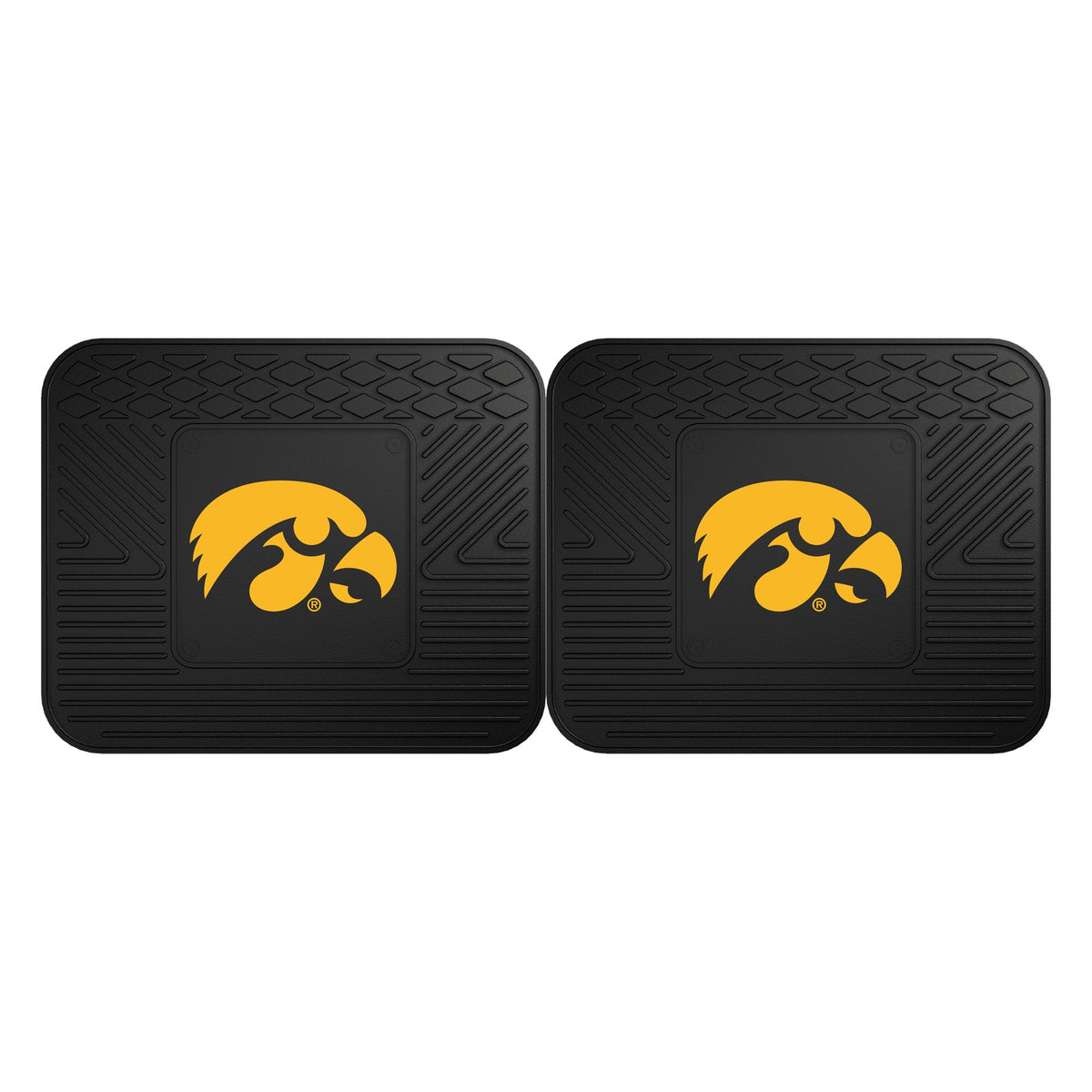 Fanmats 12282 Ncaa Iowa Hawkeyes Back Row Utility Car Mats - 2 Piece Set, 14In. X 17In., All Weather Protection, Universal Fit,