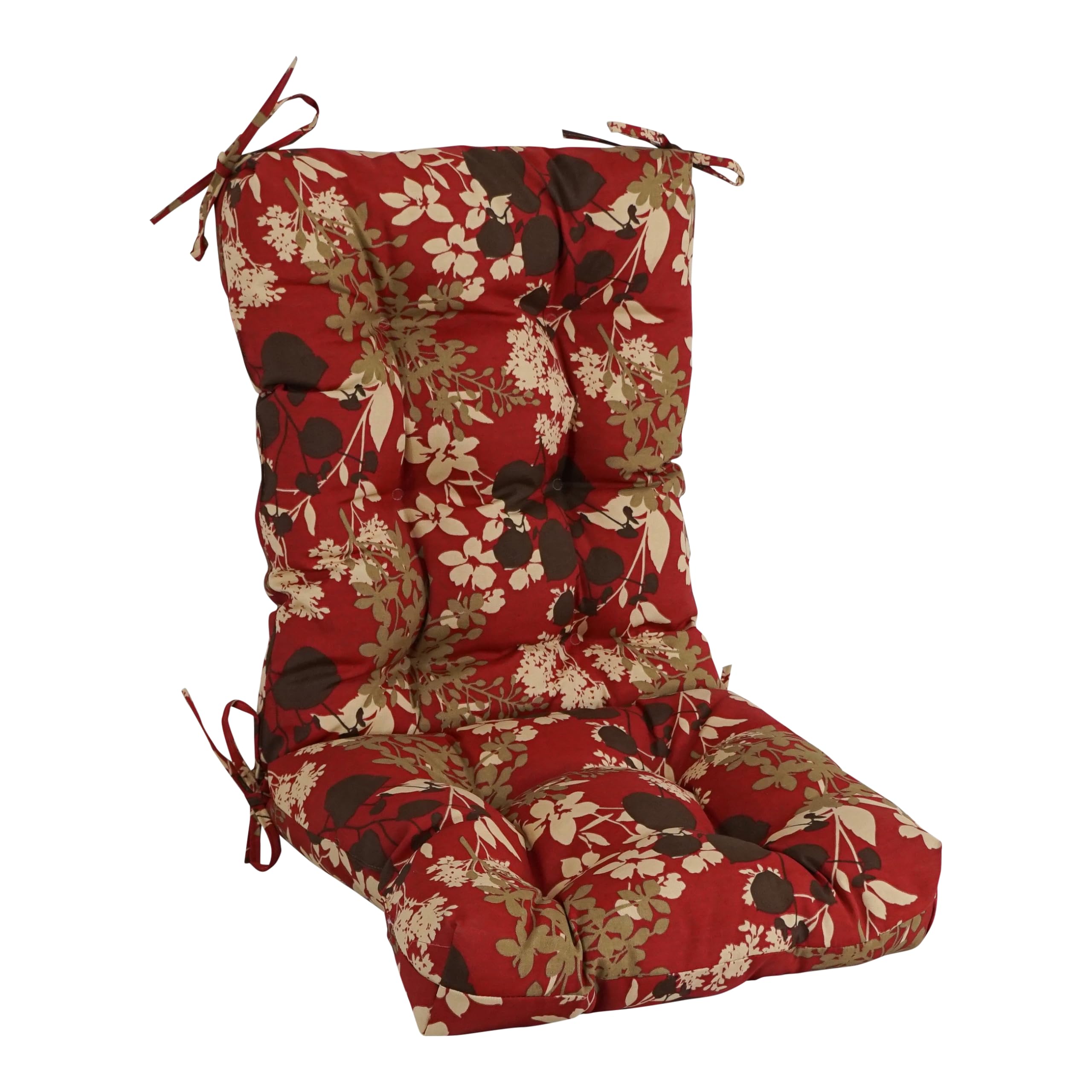 18-inch by 38-inch Spun Polyester Patterned Outdoor Tufted Chair Cushion