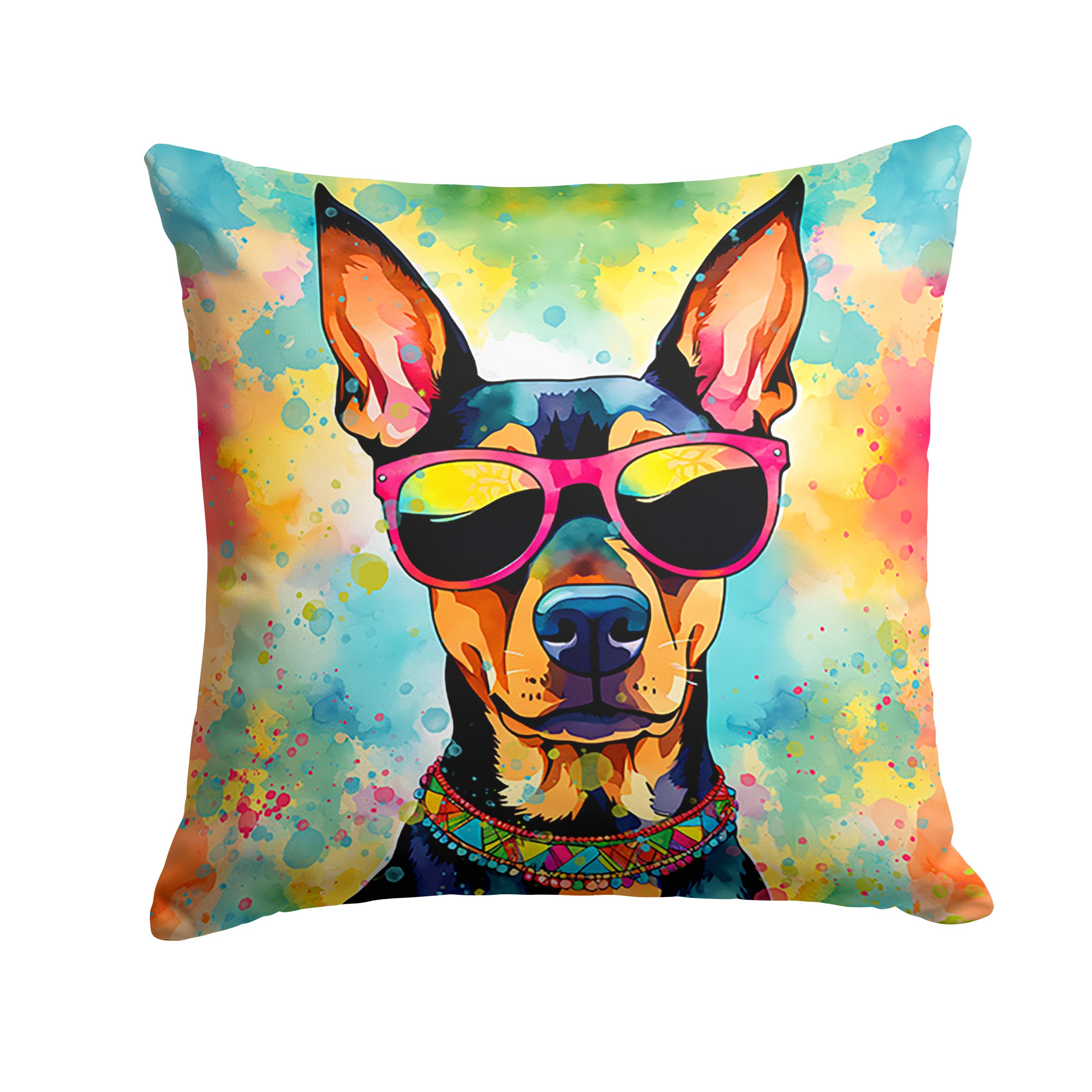 Doberman Pinscher Hippie Dawg Throw Pillow