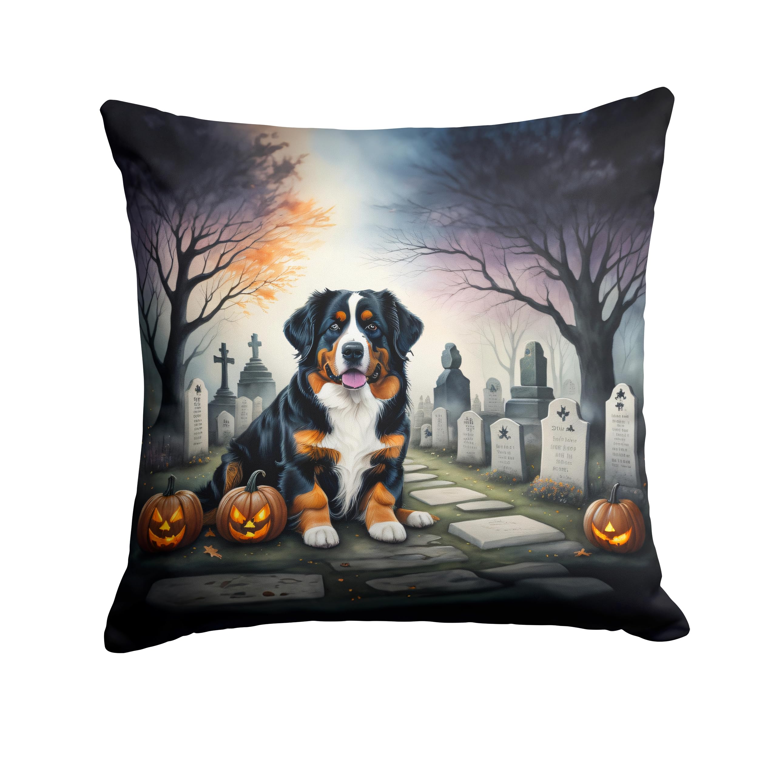 Bernese Mountain Dog Spooky Halloween Throw Pillow