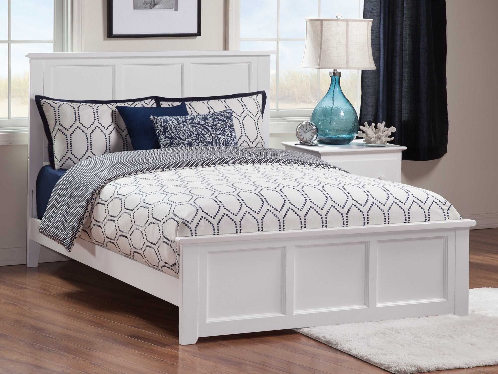 Madison Full Low Profile Platform Bed with Matching Footboard in White