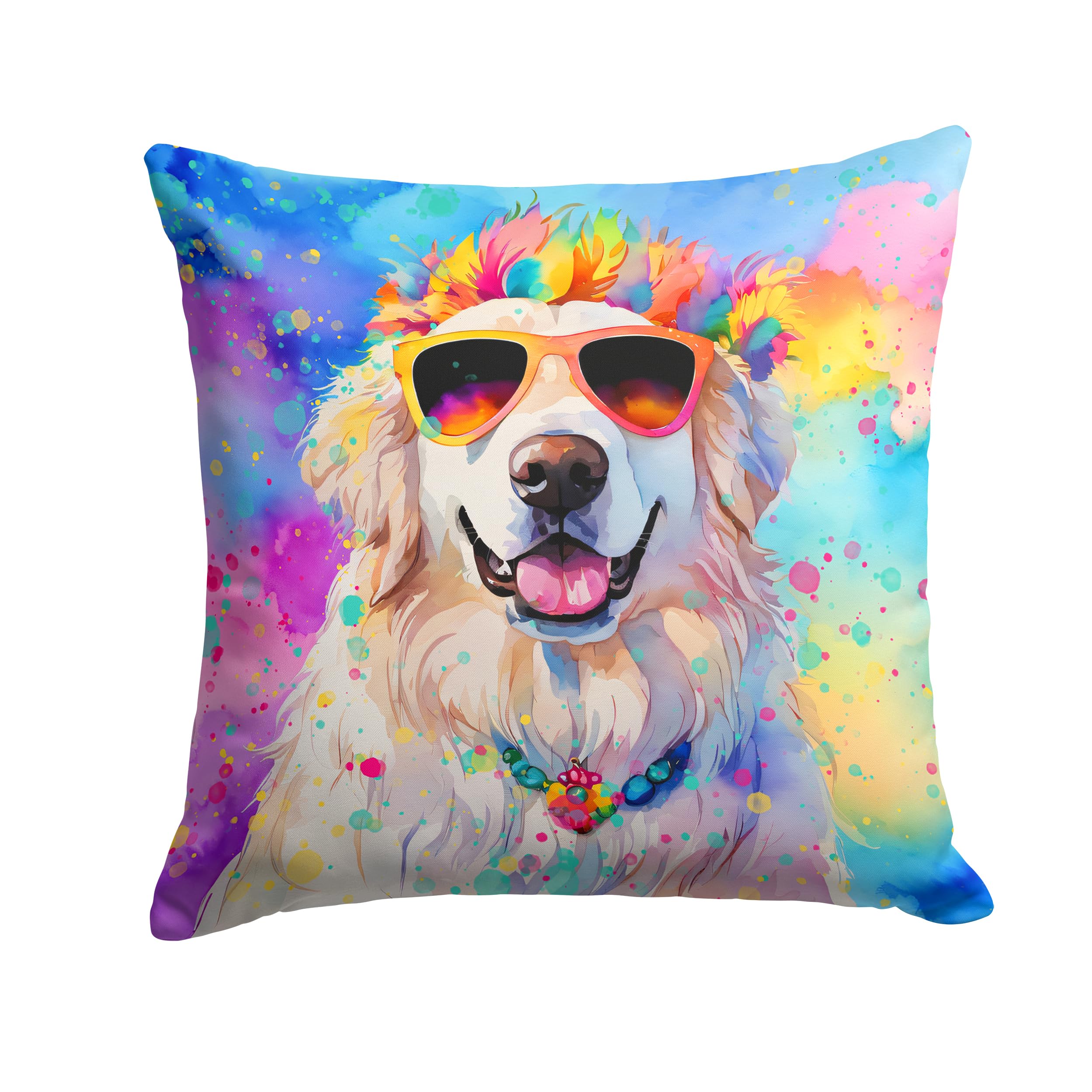 Great Pyrenees Hippie Dawg Throw Pillow