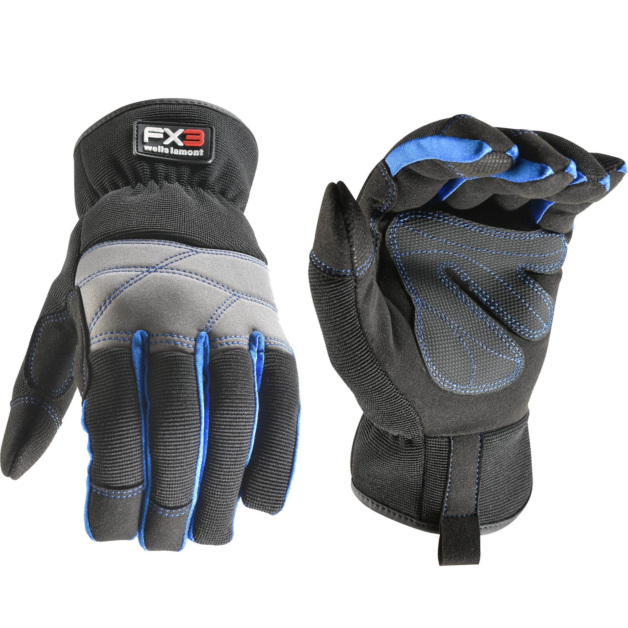 WRK GLVS MENS BLCK/BLU M(Pack of 1)