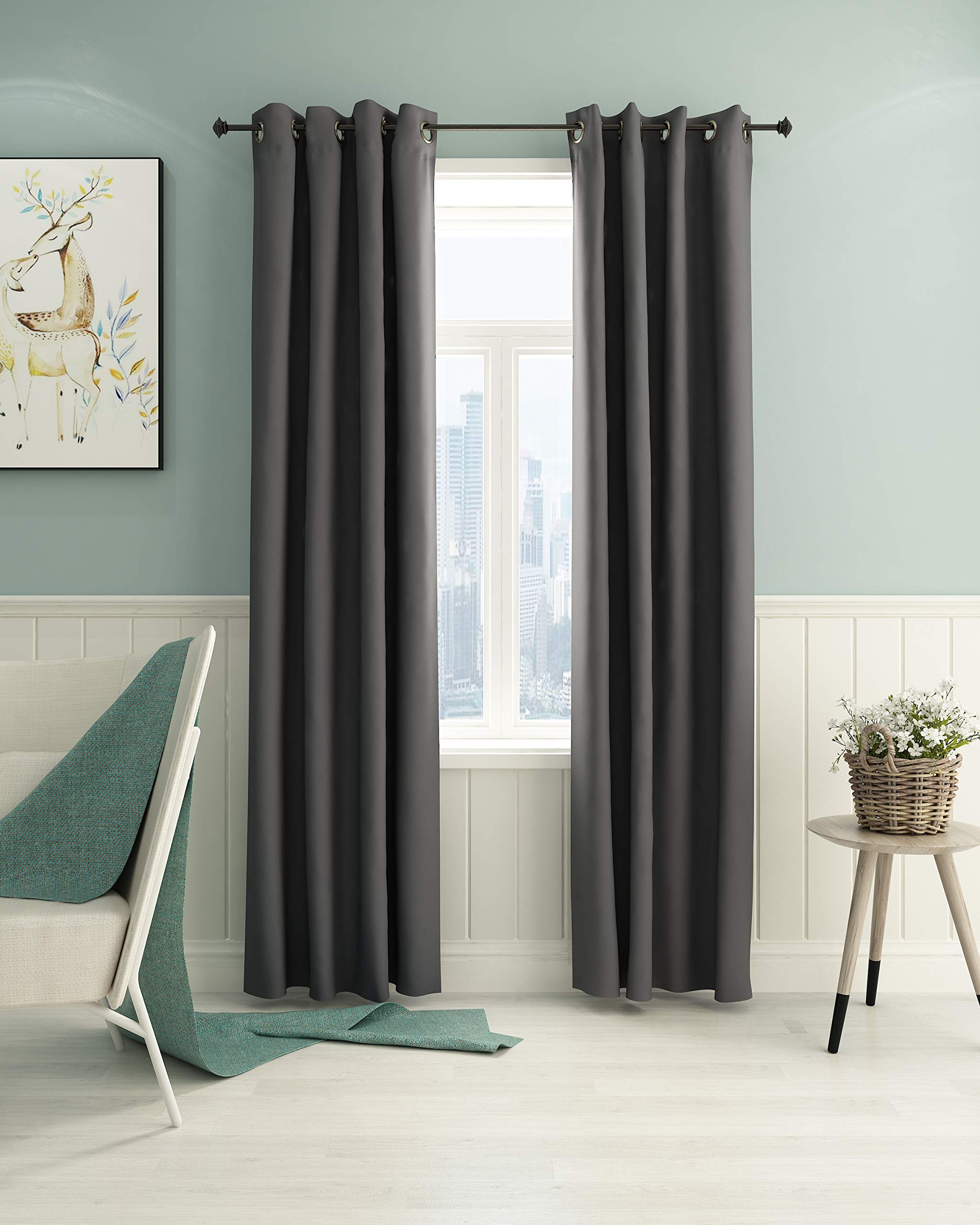 Furinno Collins Blackout Curtain 52x95 in. 1 Panel, Dark Grey