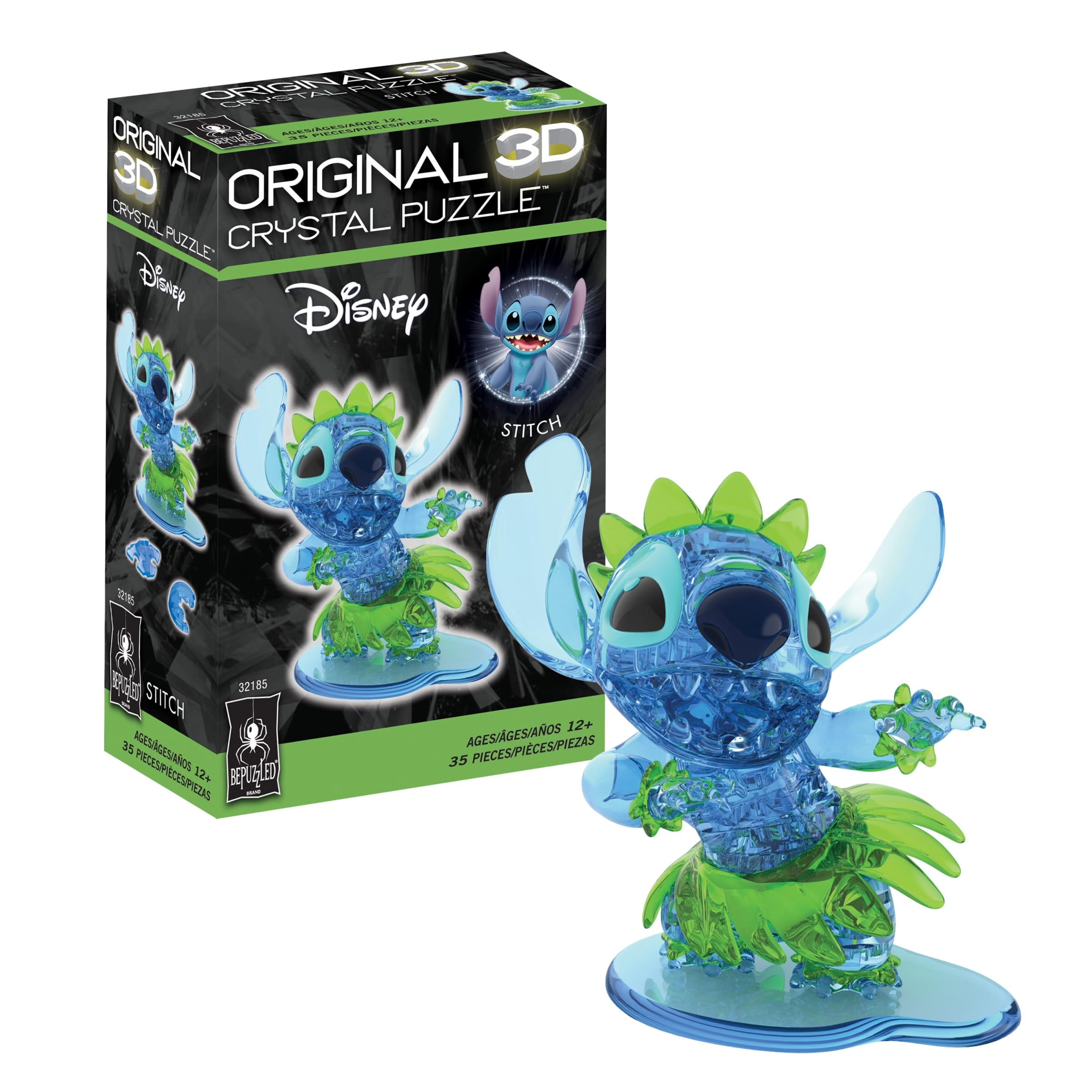 BePuzzled, Disney Stitch II Original 3D Crystal Puzzle, 35 Piece Brain Teaser, Collectible Display Puzzle for Kids & Adults Ages 12+