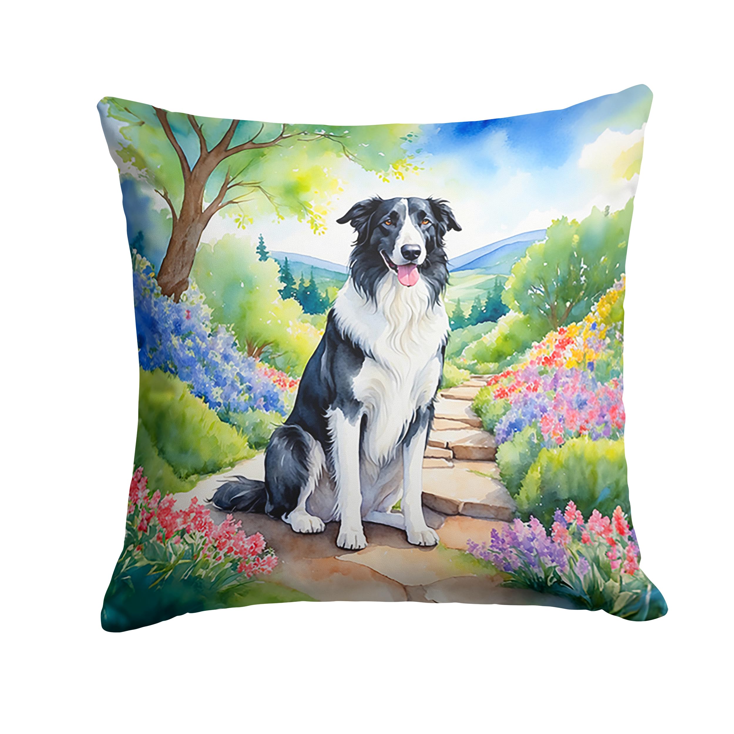 Borzoi Spring Path Throw Pillow