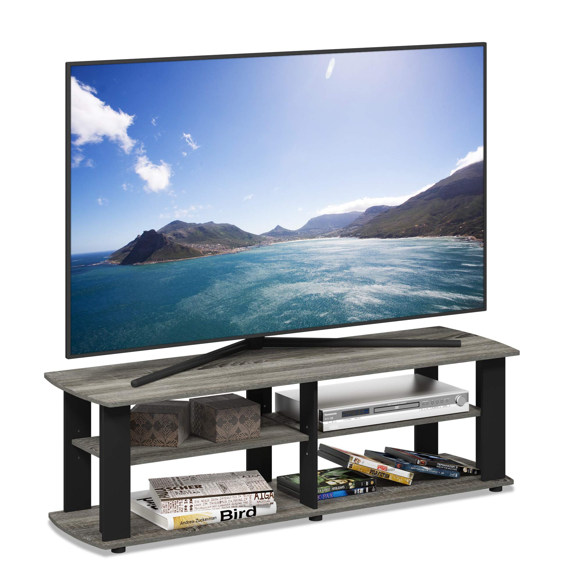 Furinno 11191 THE Entertainment Center TV Stand, French Oak Grey/Black