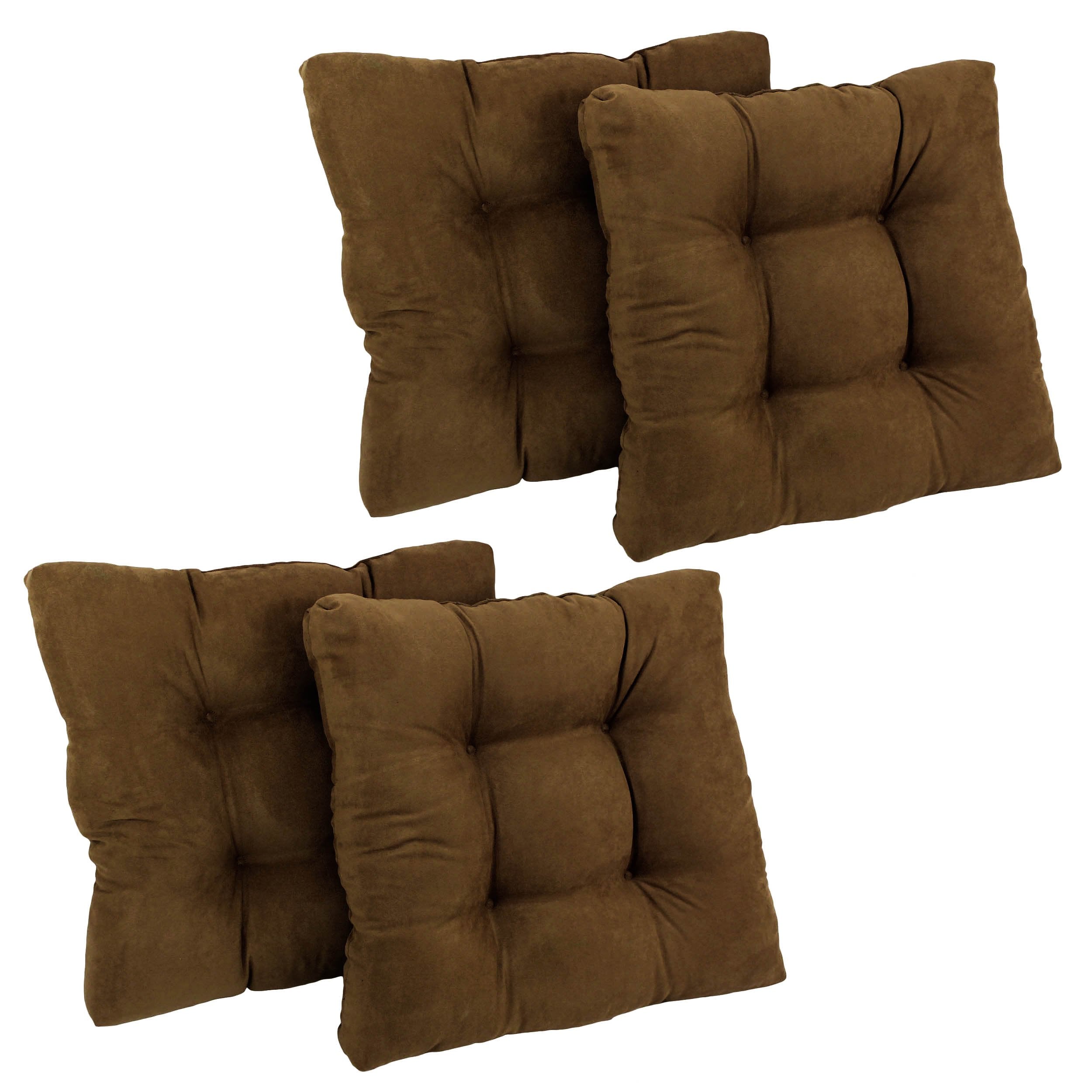19-inch Squared Microsuede Tufted Dining Chair Cushion (Set of Four) - Chocolate
