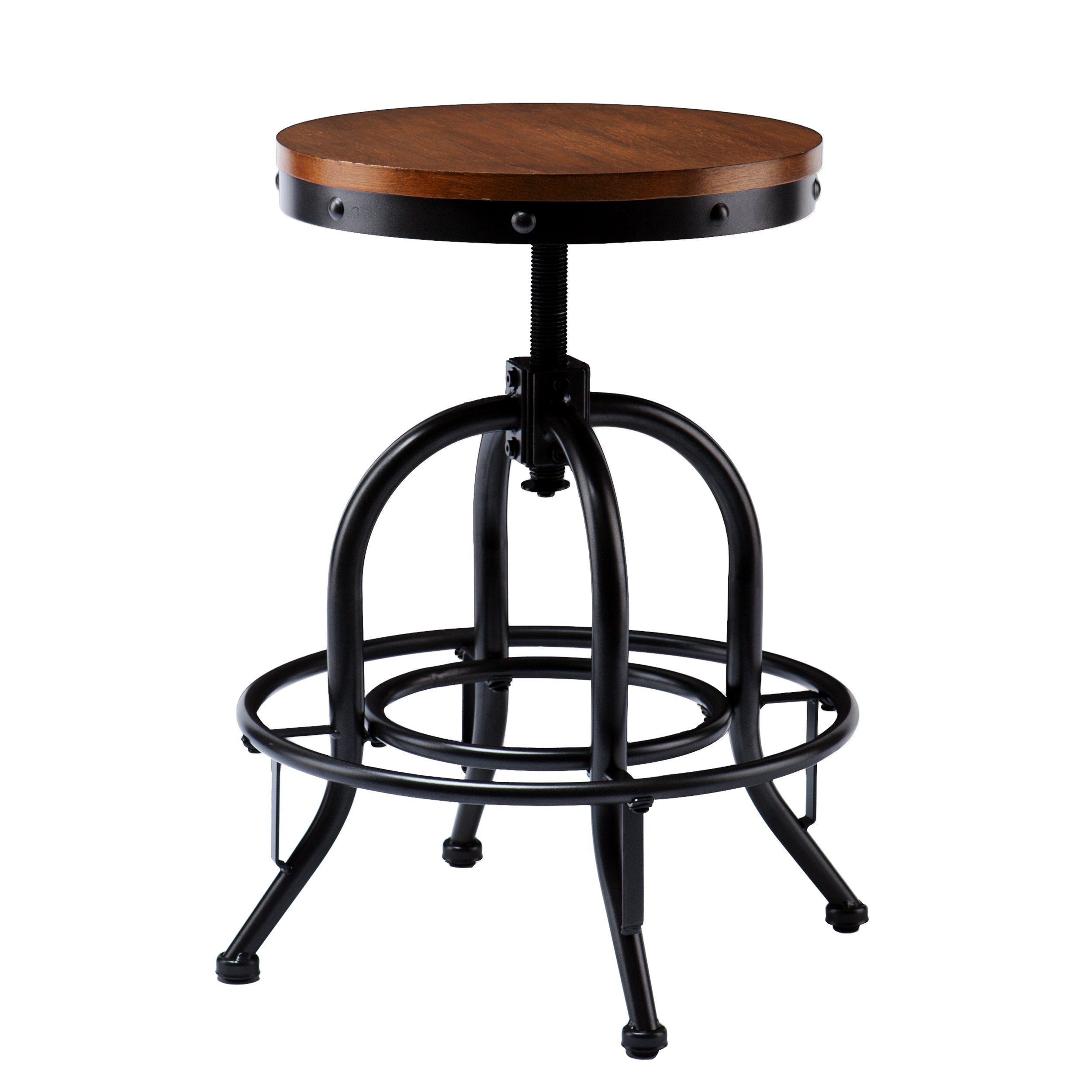 Sei Furniture Industrial Adjustable Stool 19-24, Distressed Dark Pine And Black Finish