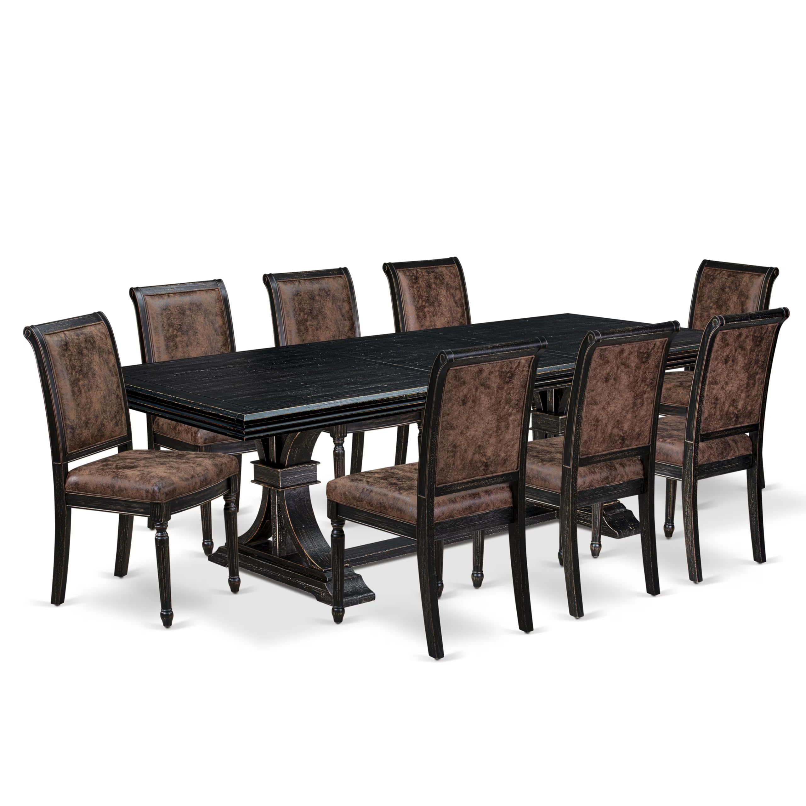 9 piece Dining Table Set consists of a Kitchen Table and 8 Dining Room Chairs