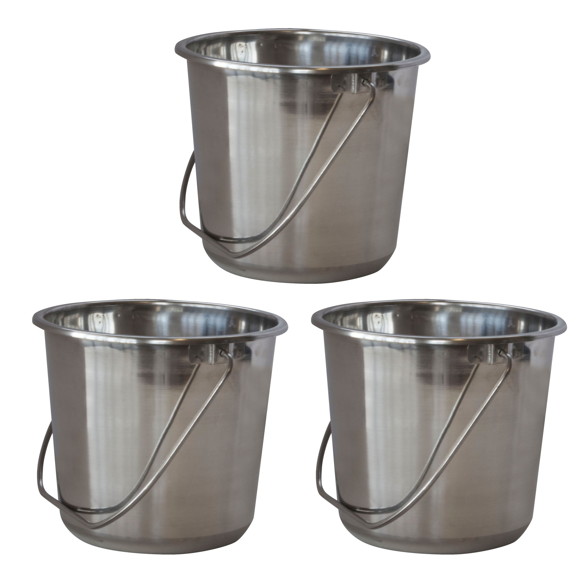 AmeriHome SSB132SET Small Stainless Steel Bucket Set  3 Piece