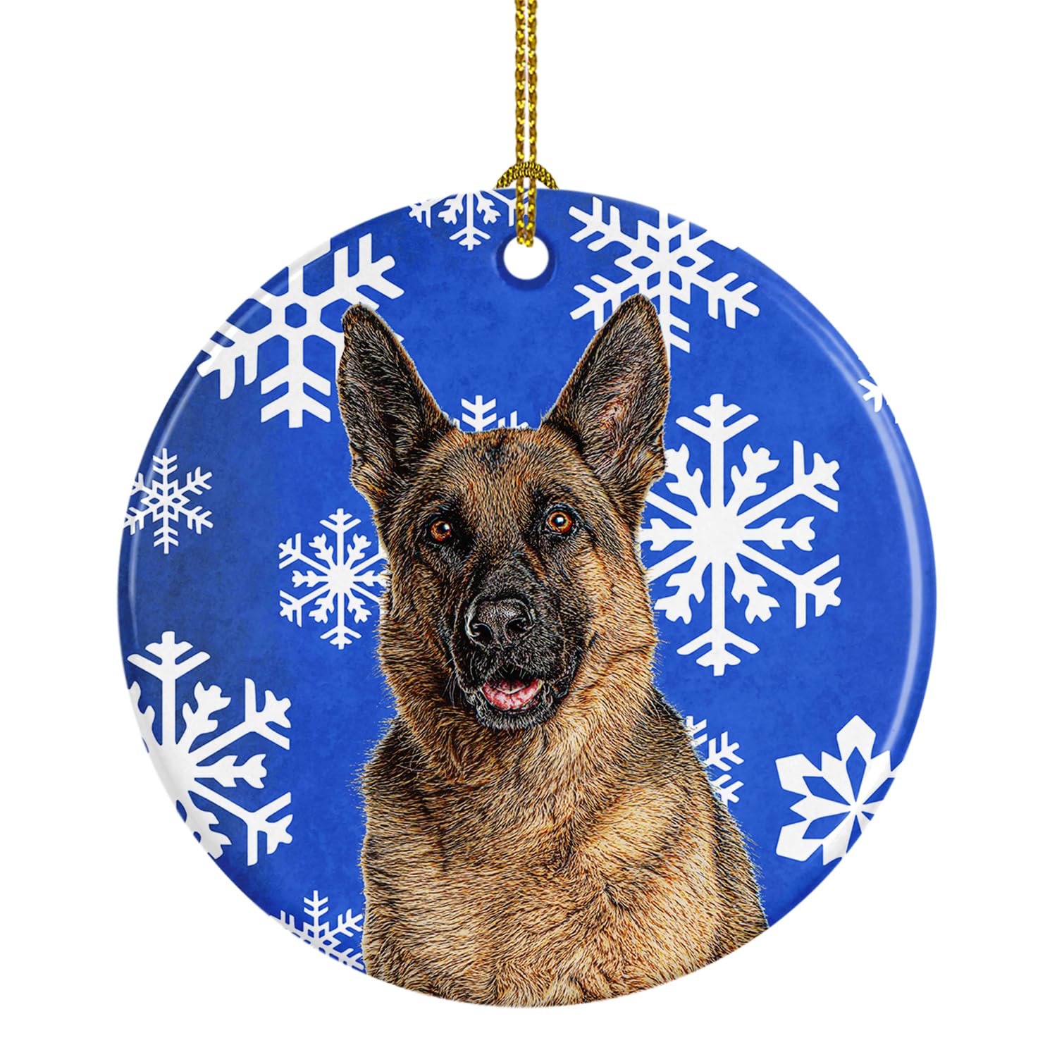 Winter Snowflakes Holiday German Shepherd Ceramic Ornament KJ1180CO1