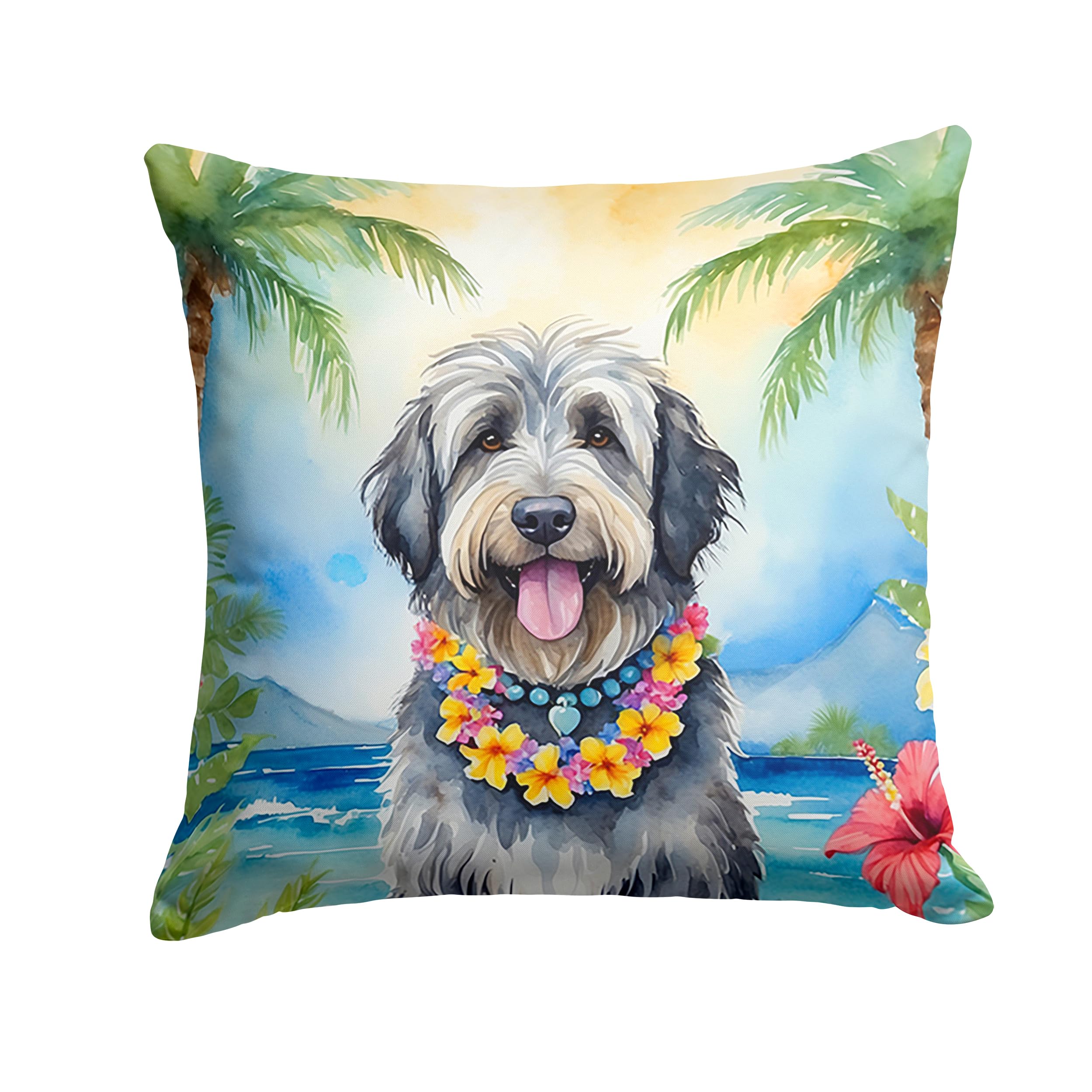 Bergamasco Sheepdog Luau Throw Pillow