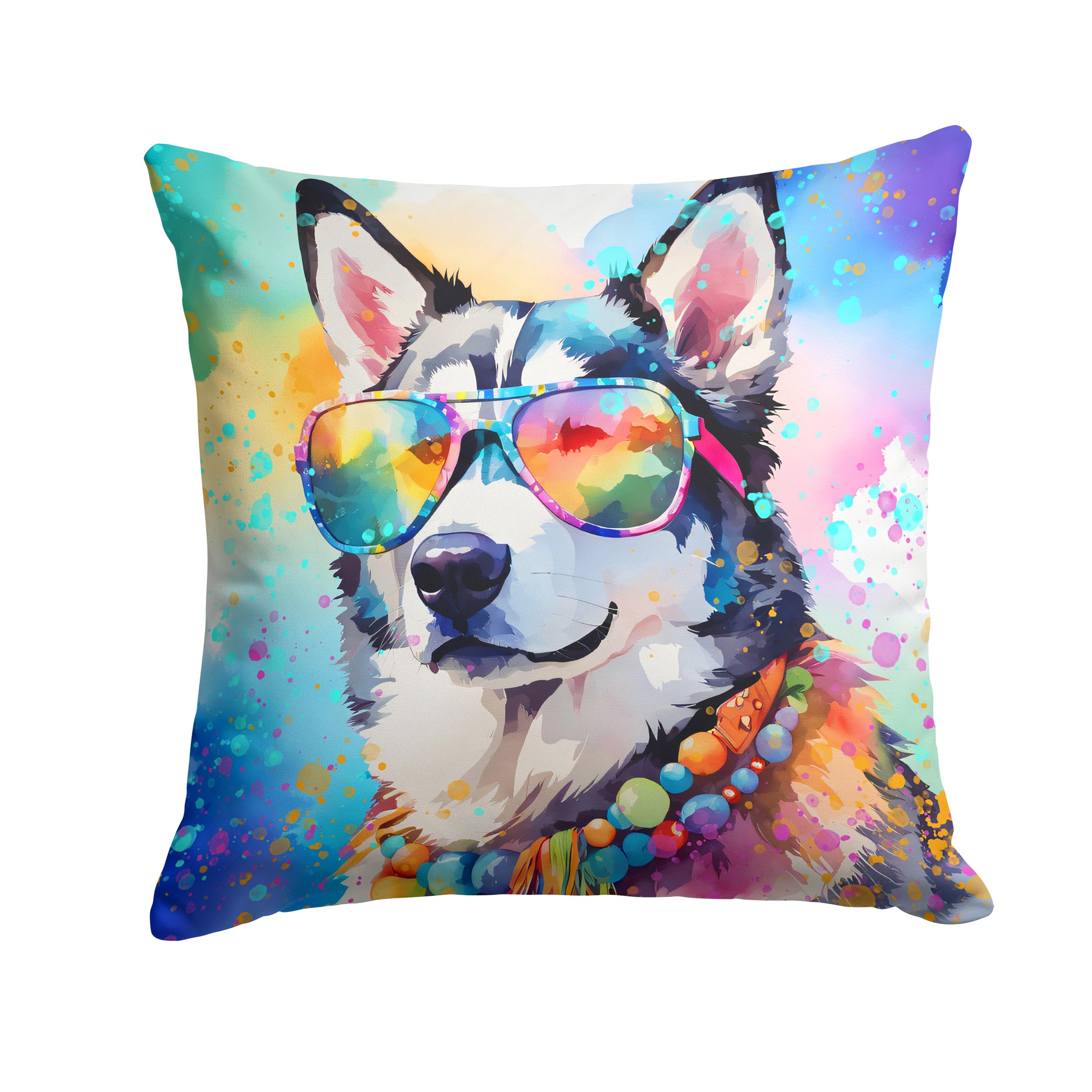 Siberian Husky Hippie Dawg Throw Pillow