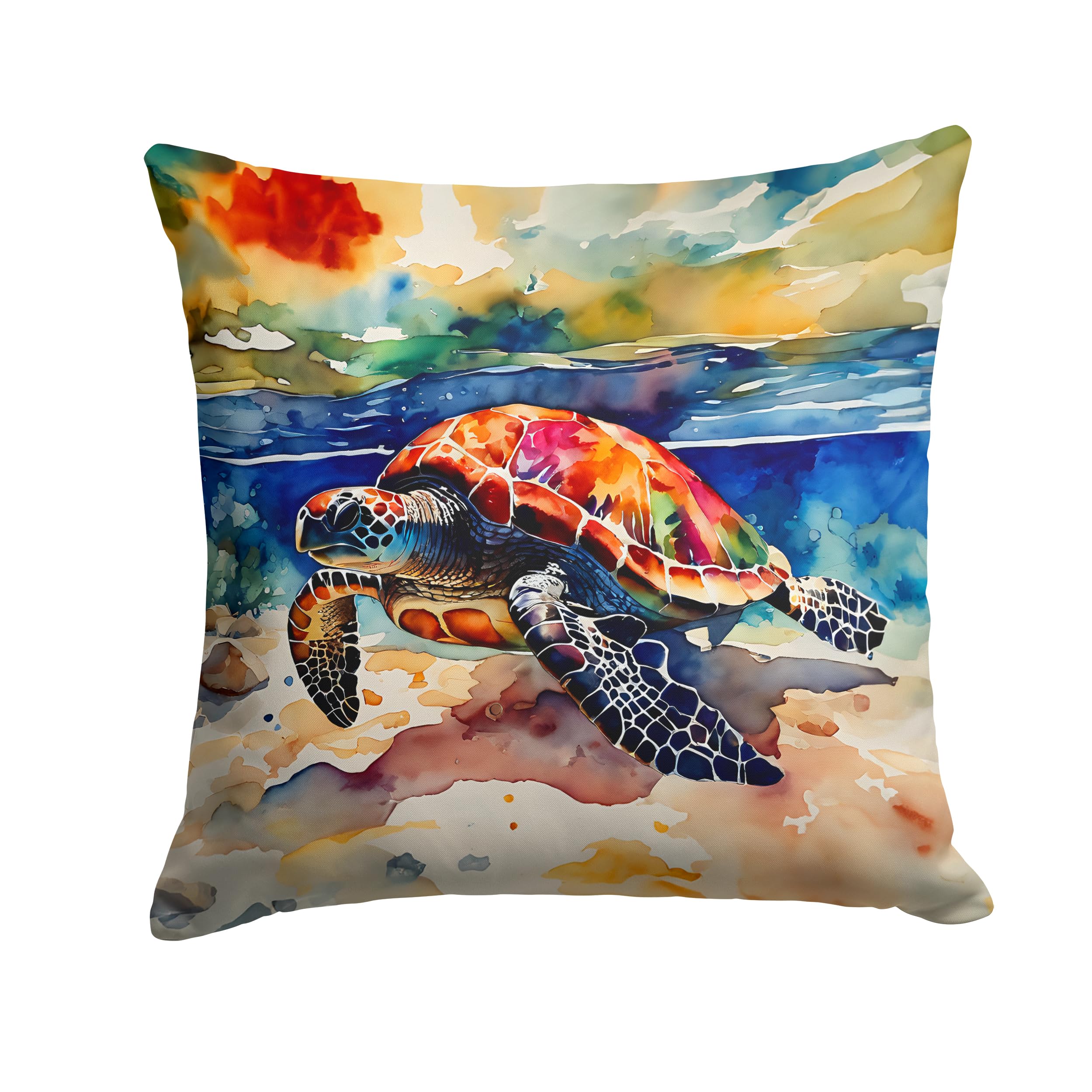 Carolines Treasures Loggerhead Sea Turtle Throw Pillow Machine Washable, Indoor Outdoor Decorative Pillow for Couch, Bed or Patio, 18Hx18W