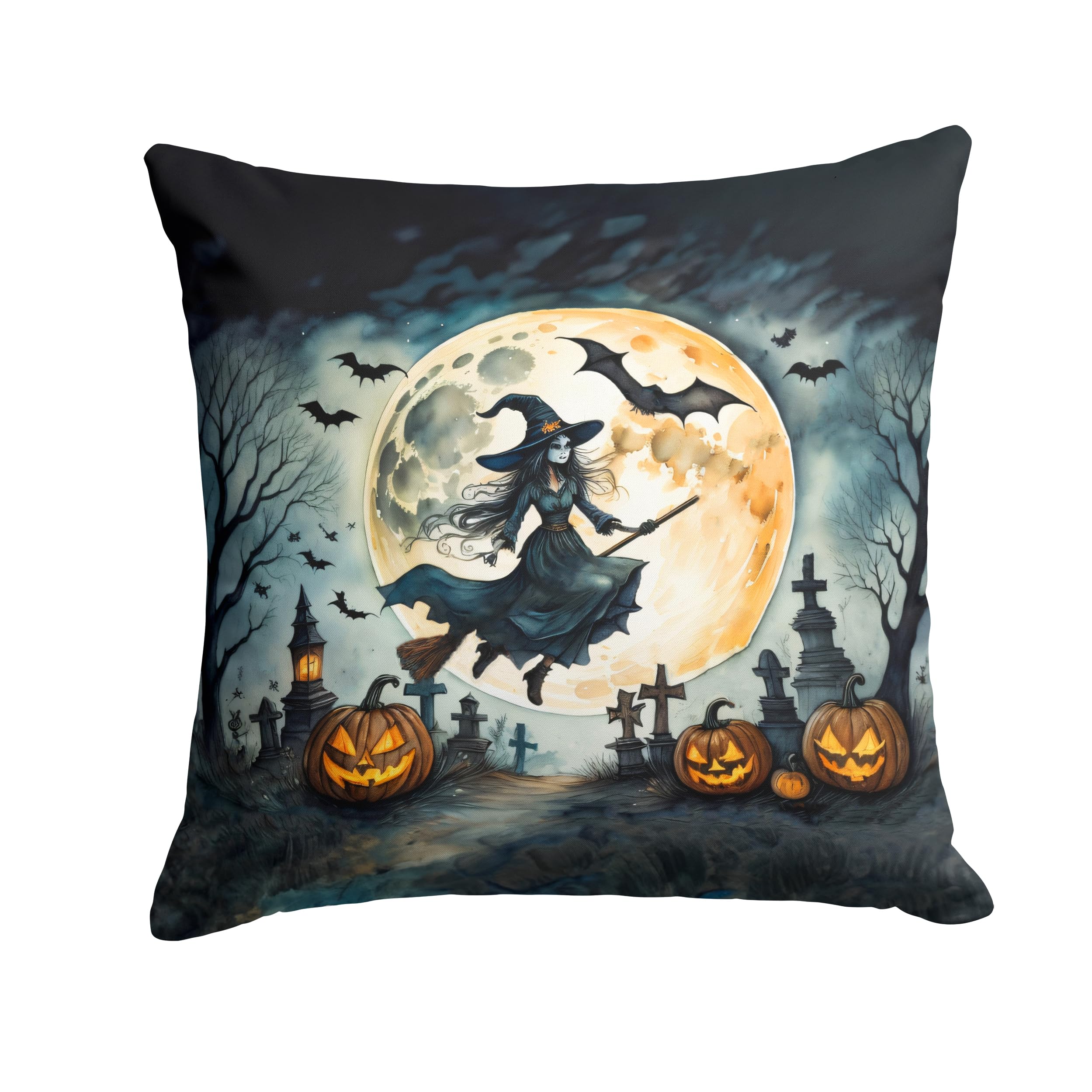 Flying Witch Spooky Halloween Throw Pillow