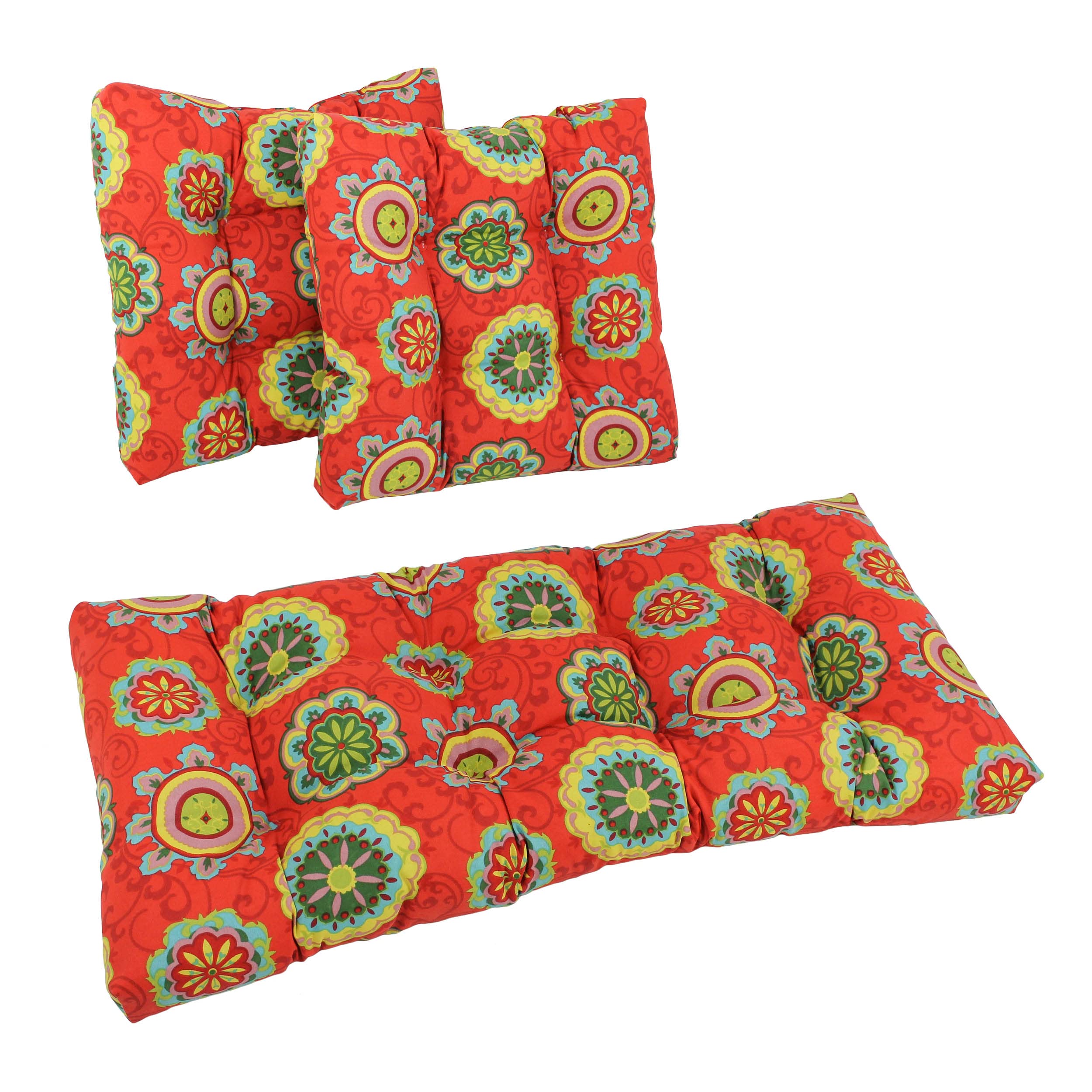 Square Spun Polyester Outdoor Tufted Settee Cushions (Set of 3) - Farrington Terrace