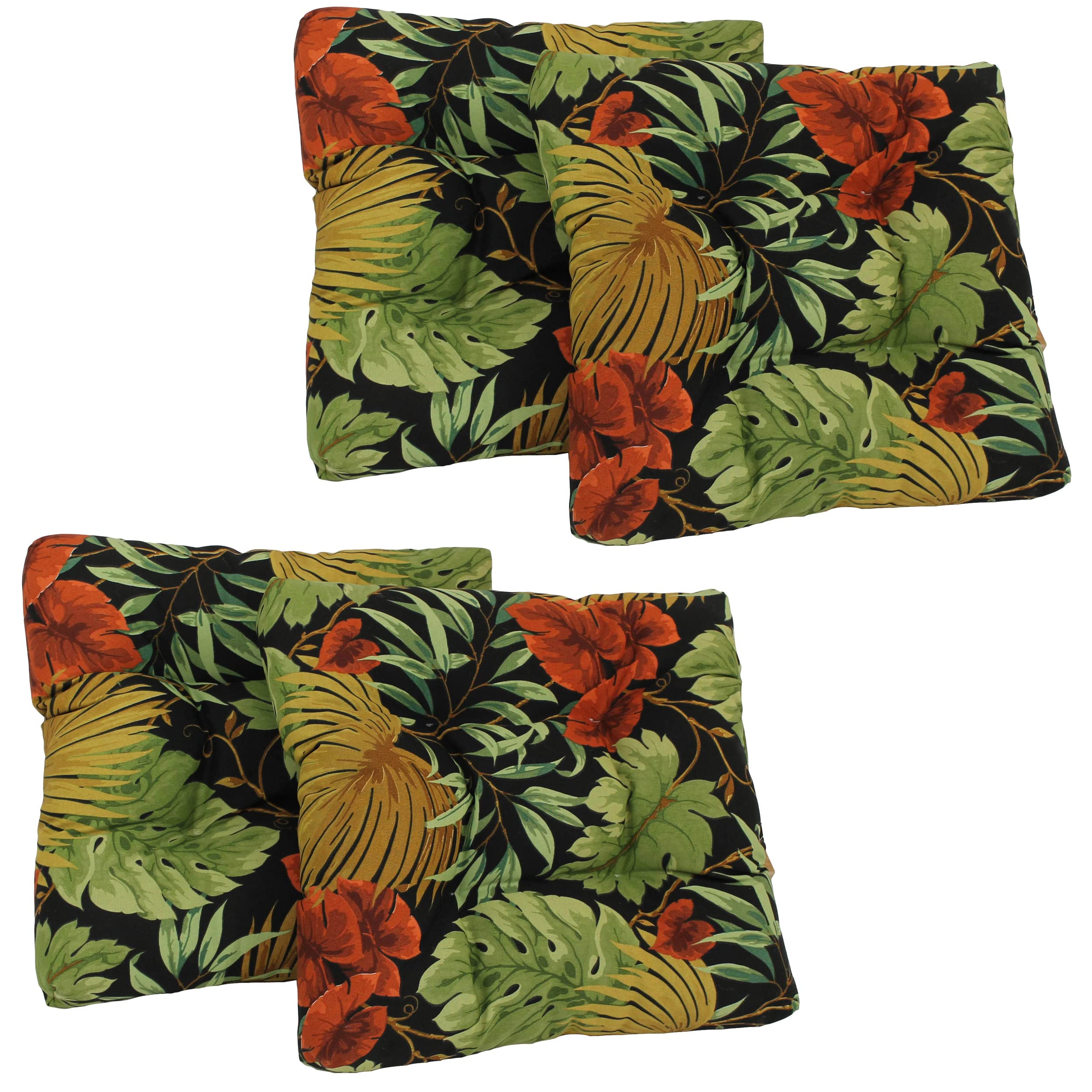 19-inch Squared Spun Polyester Tufted Dining Chair Cushion (Set of Two) - Tropique Raven