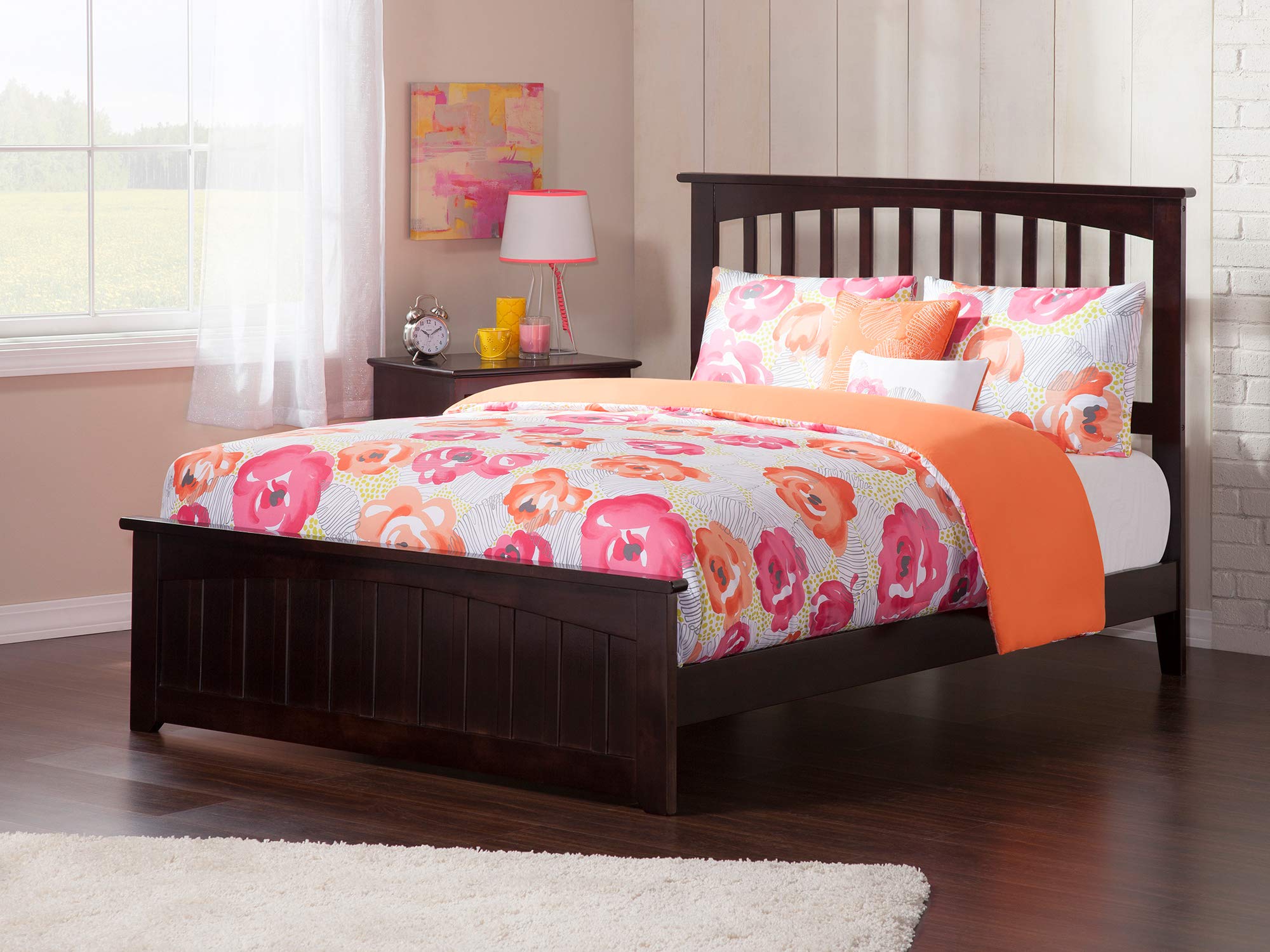 Mission Queen Platform Bed with Matching Footboard in Walnut