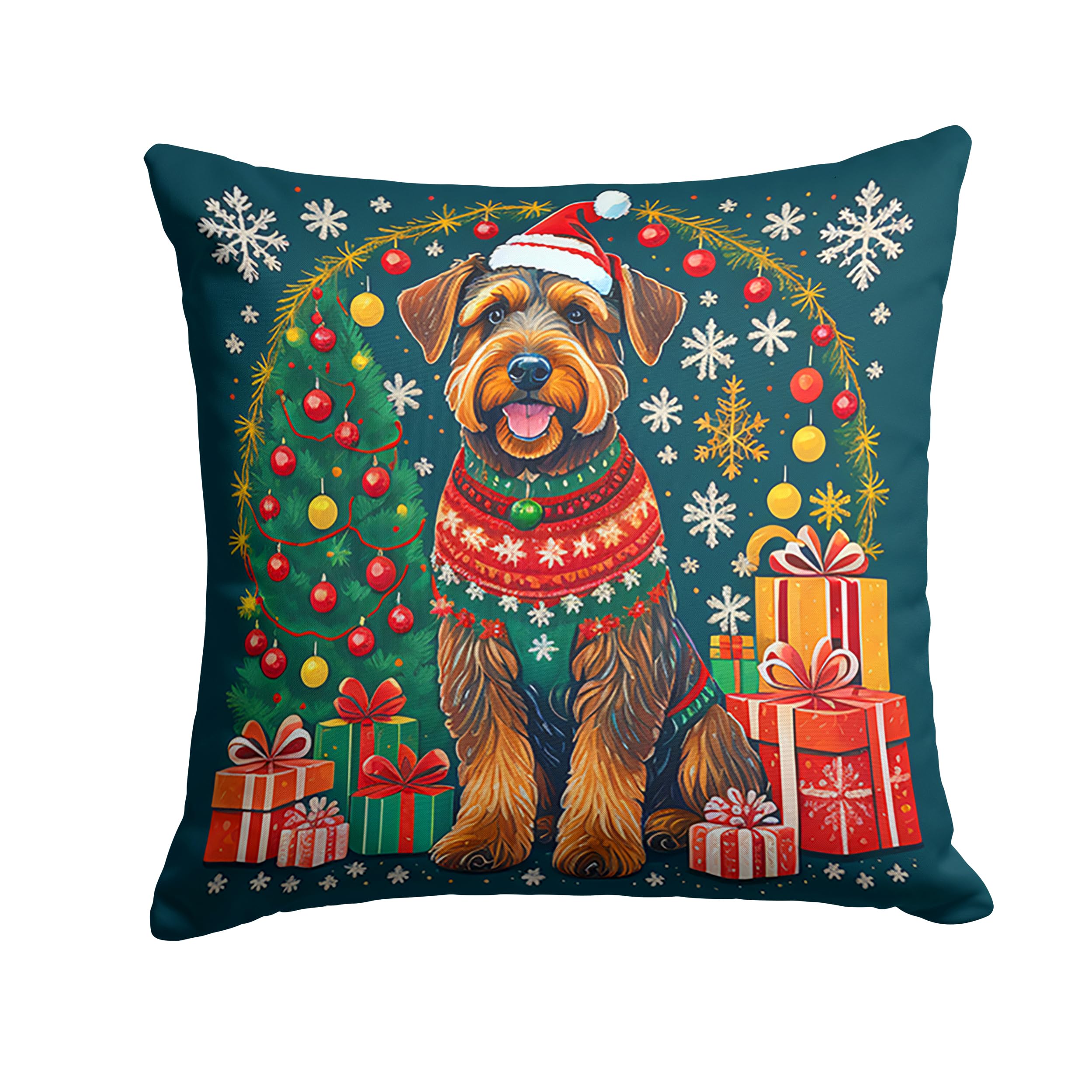 Airedale Terrier Christmas Throw Pillow