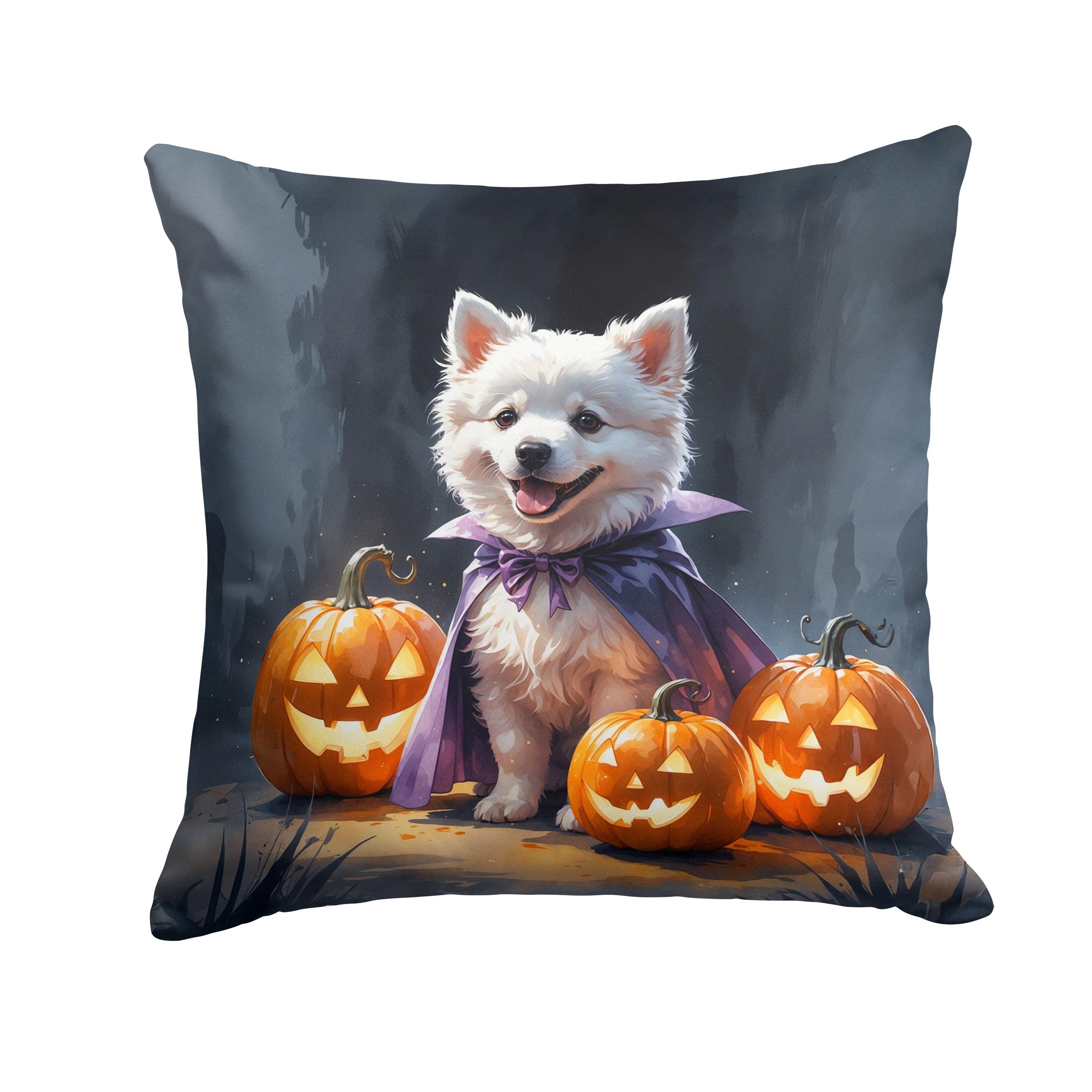 Carolines Treasures American Eskimo Puppy Halloween Throw Pillow Machine Washable, Indoor Outdoor Decorative Pillow for Couch, Bed or Patio, 14Hx14W