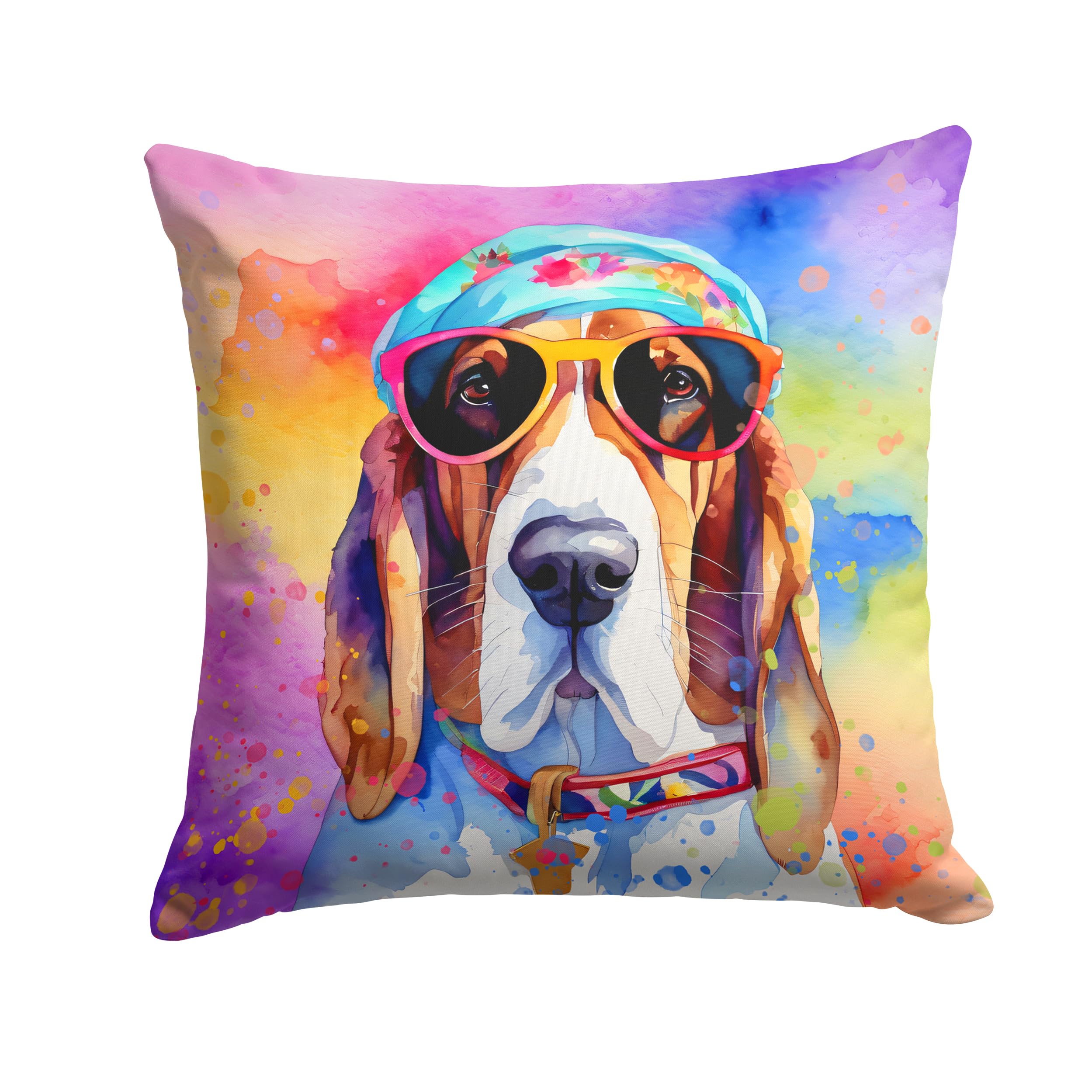 Basset Hound Hippie Dawg Throw Pillow