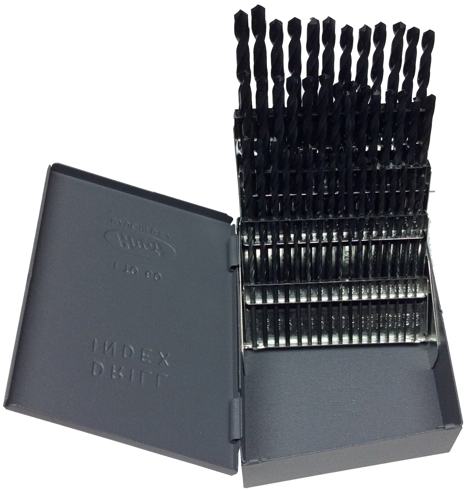 #1-#60 HSS 60 Piece Left Hand Jobber Length Drill Bit Set, Qualtech, DWD60J-LH-SET