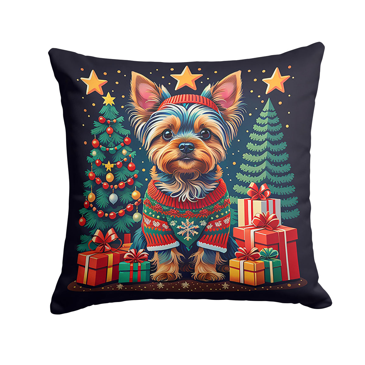Yorkie Yorkshire Terrier Christmas Throw Pillow