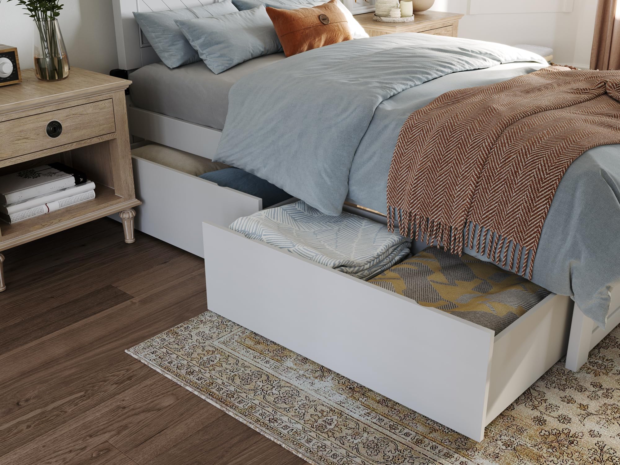 Set of 2 Twin/Full Under-Bed Storage Drawers in White