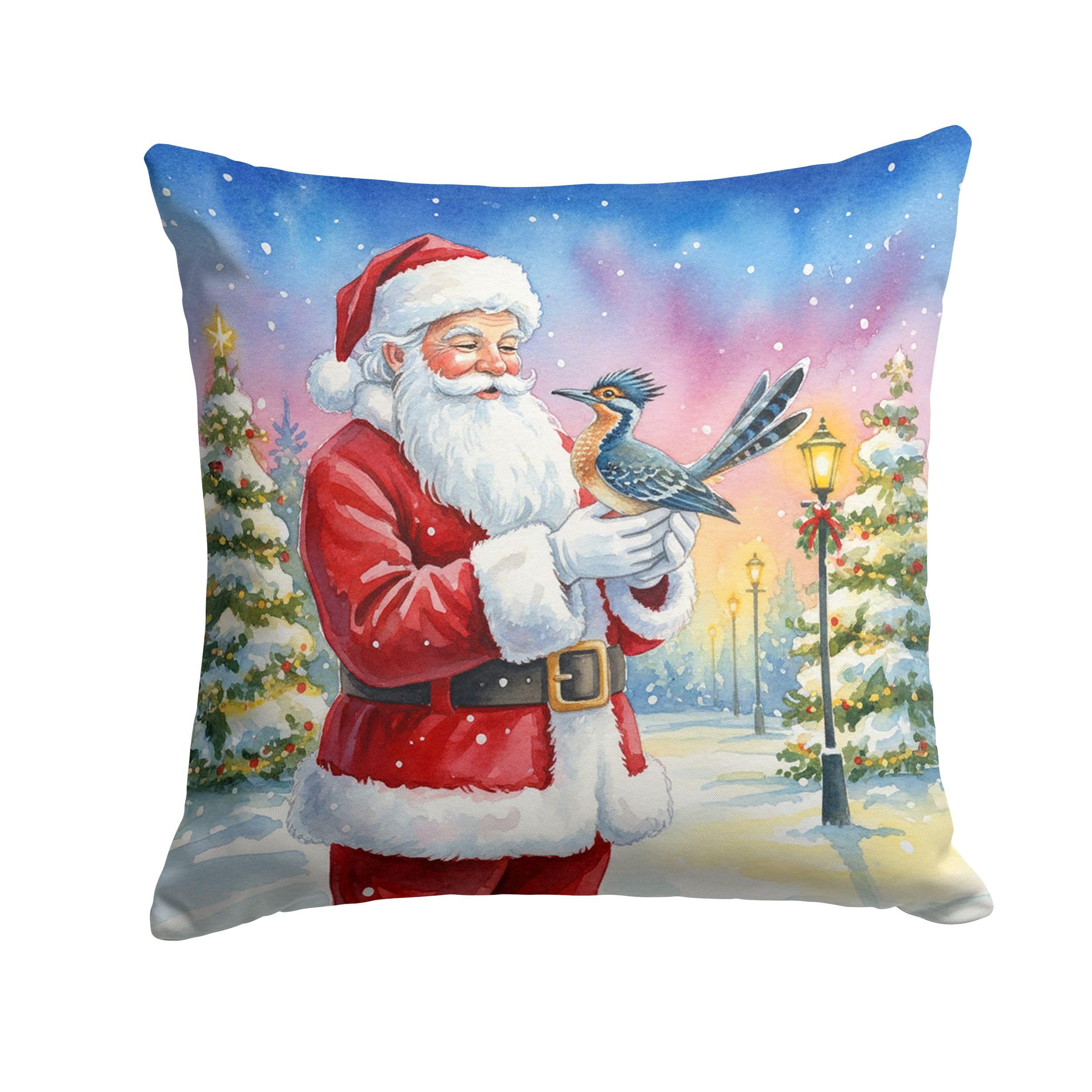 Carolines Treasures Roadrunner with Santa Claus Throw Pillow Decorative Indoor Outdoor Accent Cushion for Couch, Bed or Patio, 14Hx14W