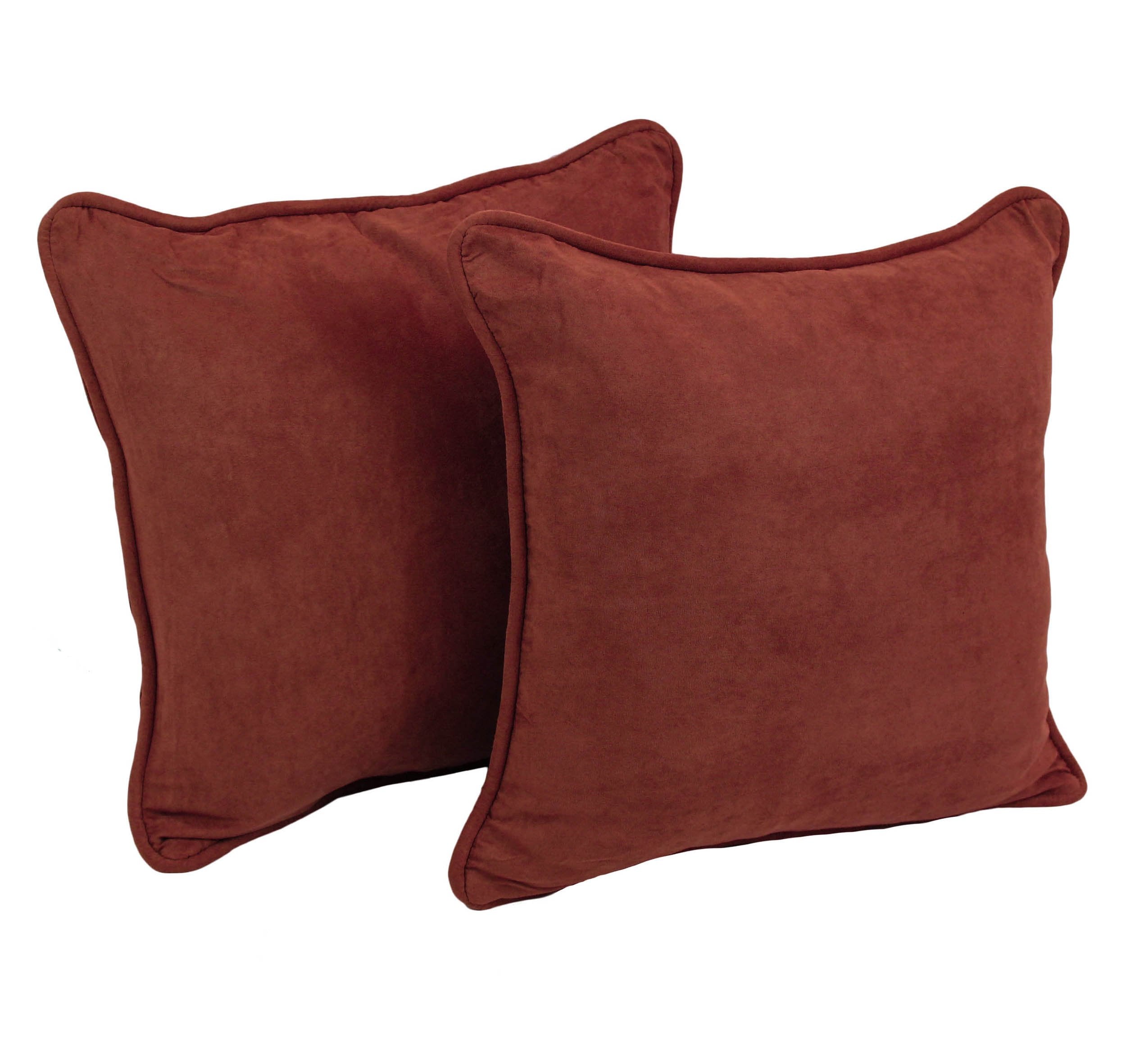 18-inch Double-corded Solid Microsuede Square Throw Pillows with Inserts (Set of 2) - Red Wine